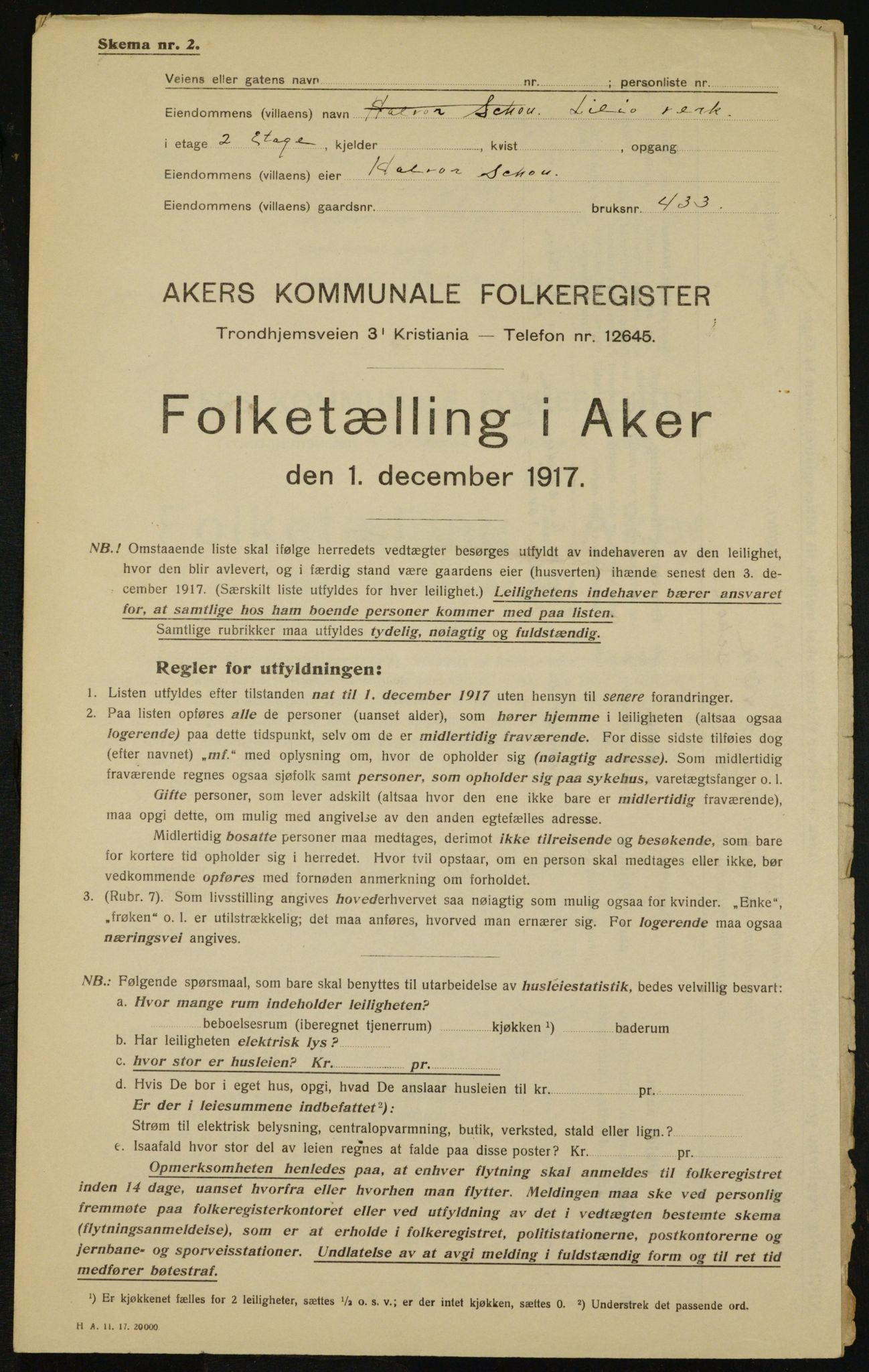 OBA, Kommunal folketelling 1.12.1917 for Aker, 1917, s. 13463