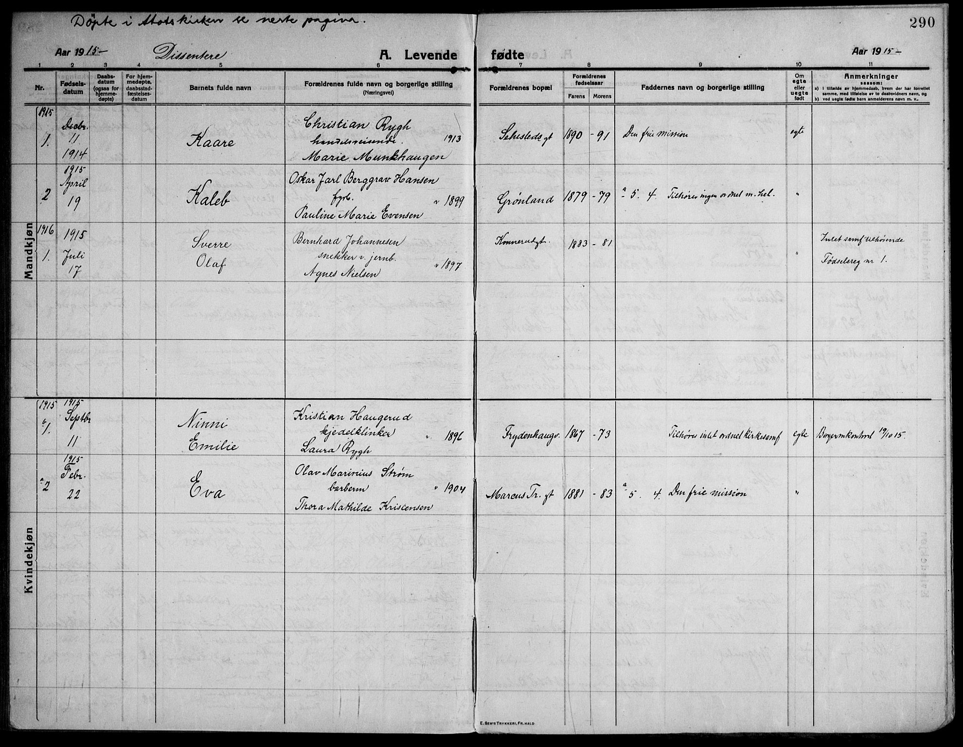 Strømsø kirkebøker, SAKO/A-246/F/Fa/L0029: Ministerialbok nr. I 27, 1915-1930, s. 290