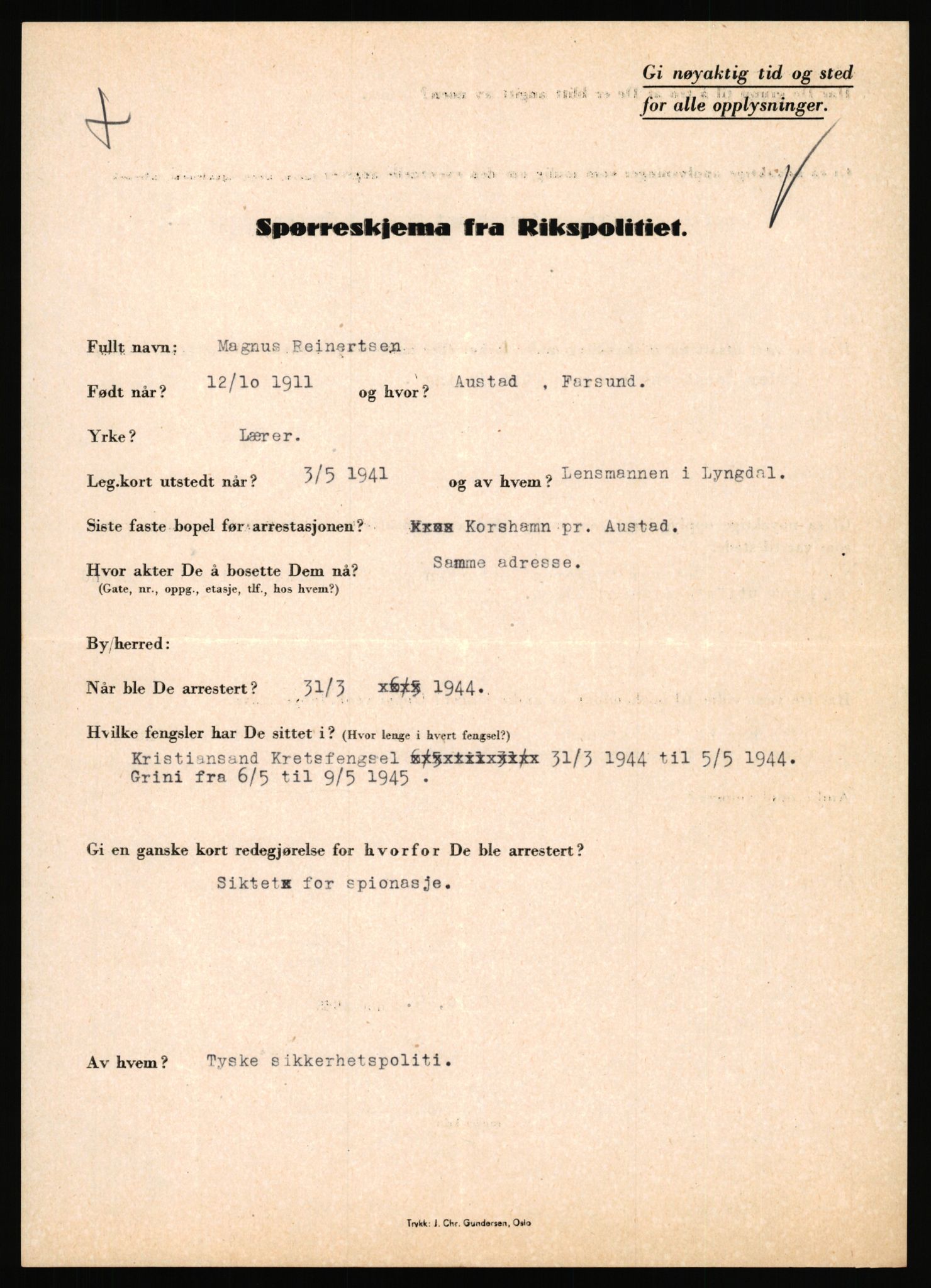 Rikspolitisjefen, AV/RA-S-1560/L/L0014: Pettersen, Aksel - Savosnick, Ernst, 1940-1945, s. 446