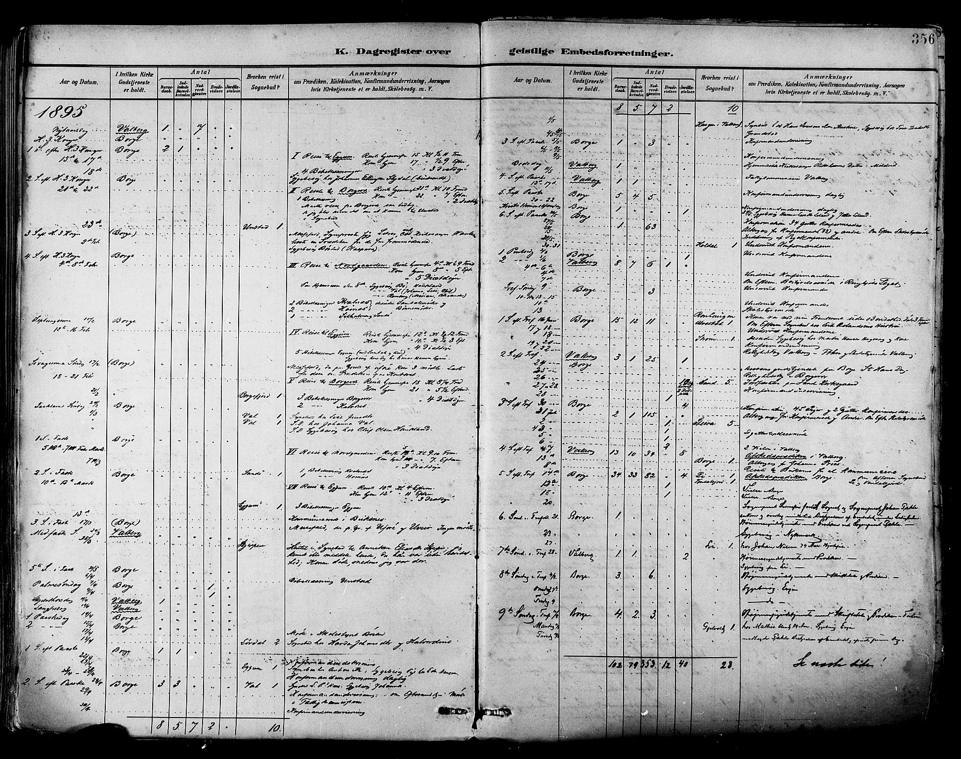 Ministerialprotokoller, klokkerbøker og fødselsregistre - Nordland, SAT/A-1459/880/L1133: Ministerialbok nr. 880A07, 1888-1898, s. 356
