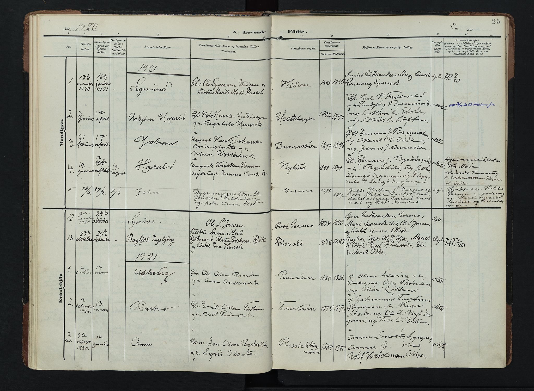 Lom prestekontor, AV/SAH-PREST-070/K/L0011: Ministerialbok nr. 11, 1904-1928, s. 25
