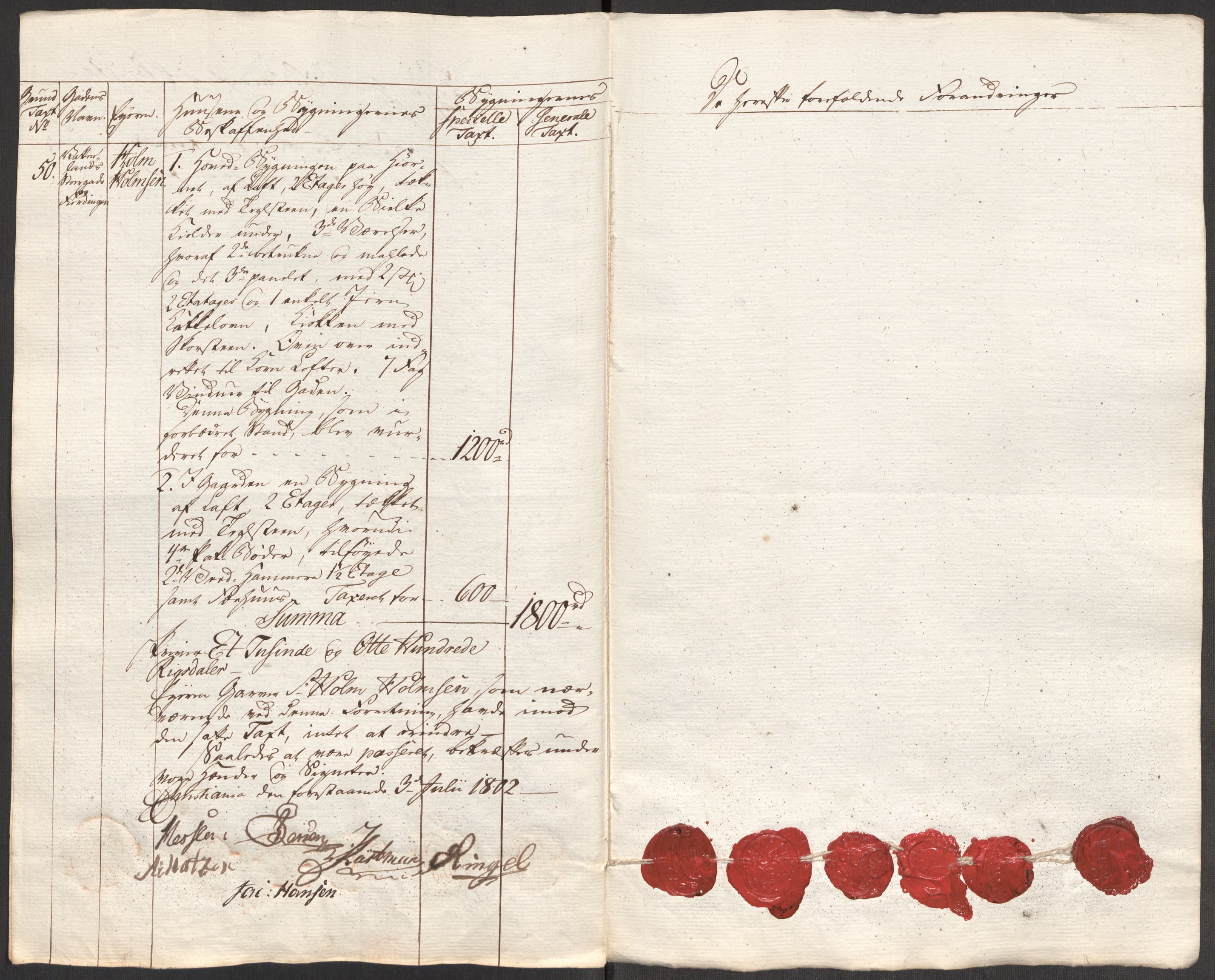 Kristiania magistrat, AV/SAO-A-10711/L/La/Lac/L0002: Branntakster, 1791-1803