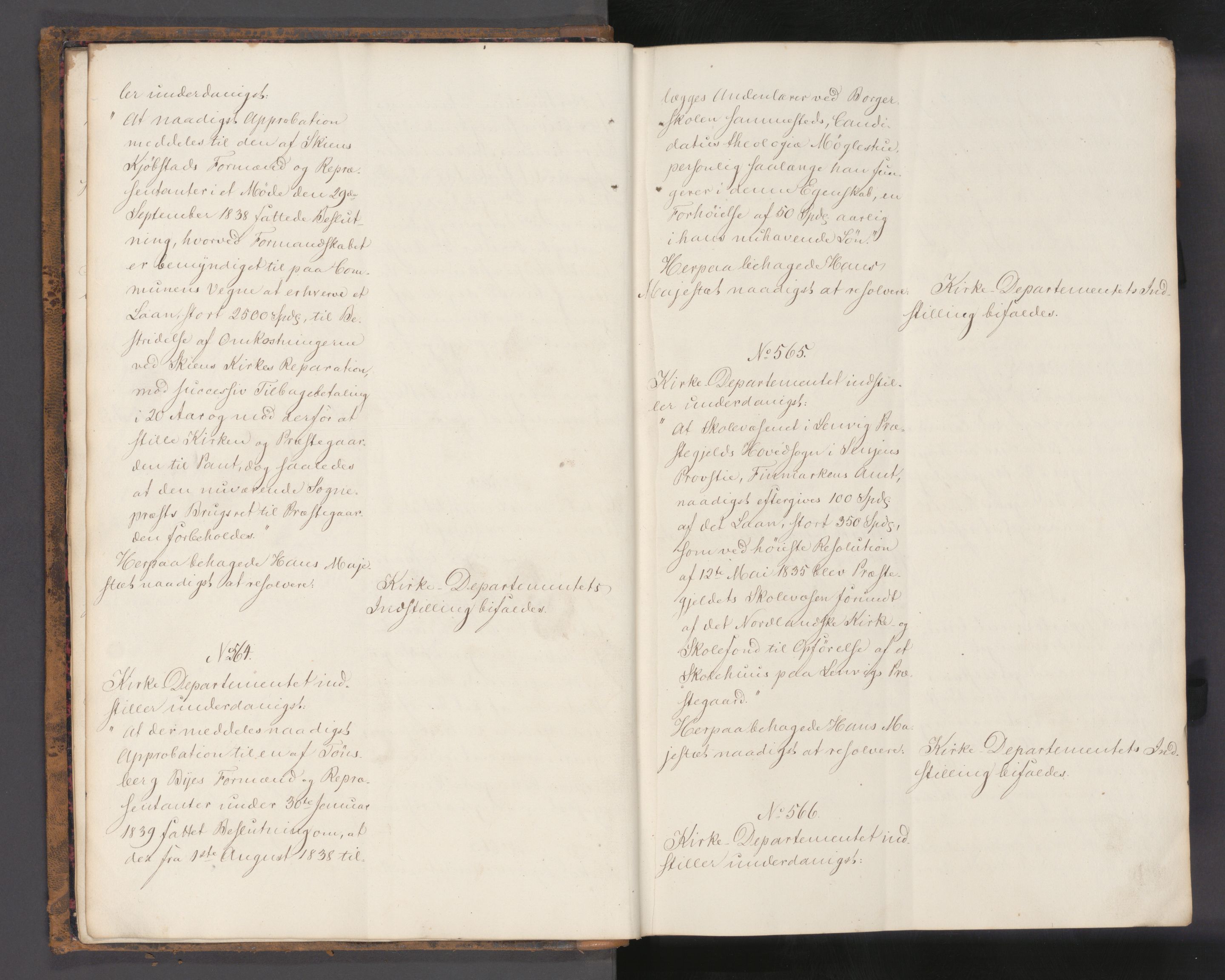 Statsrådssekretariatet, AV/RA-S-1001/A/Ab/L0049: Kgl. res. nr. 556-1166 og 1-9, 2. kvartal, 1839