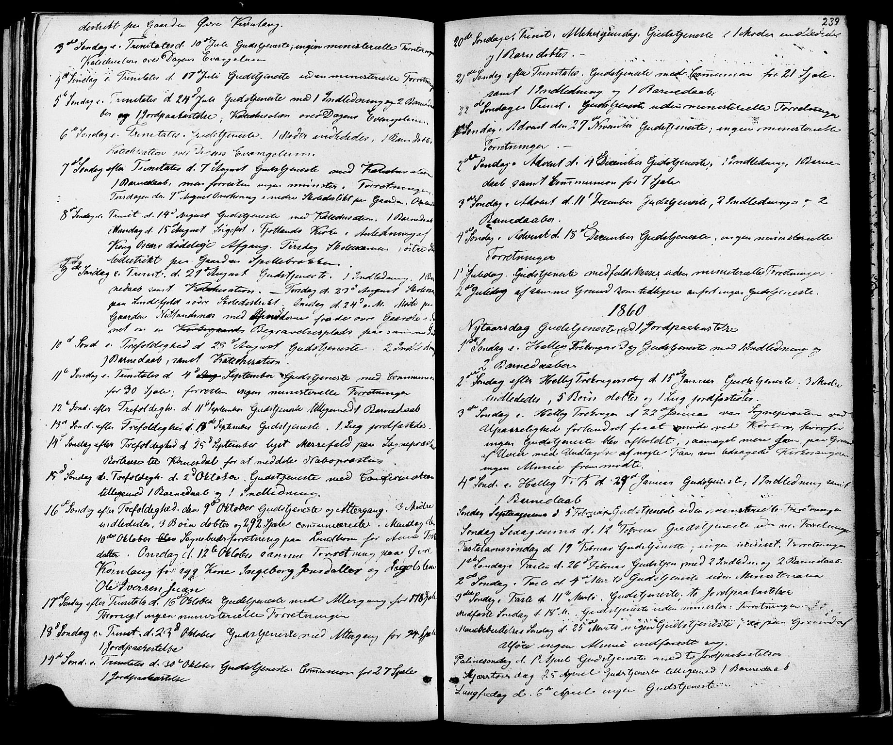 Fjotland sokneprestkontor, AV/SAK-1111-0010/F/Fa/L0001: Ministerialbok nr. A 1, 1850-1879, s. 239