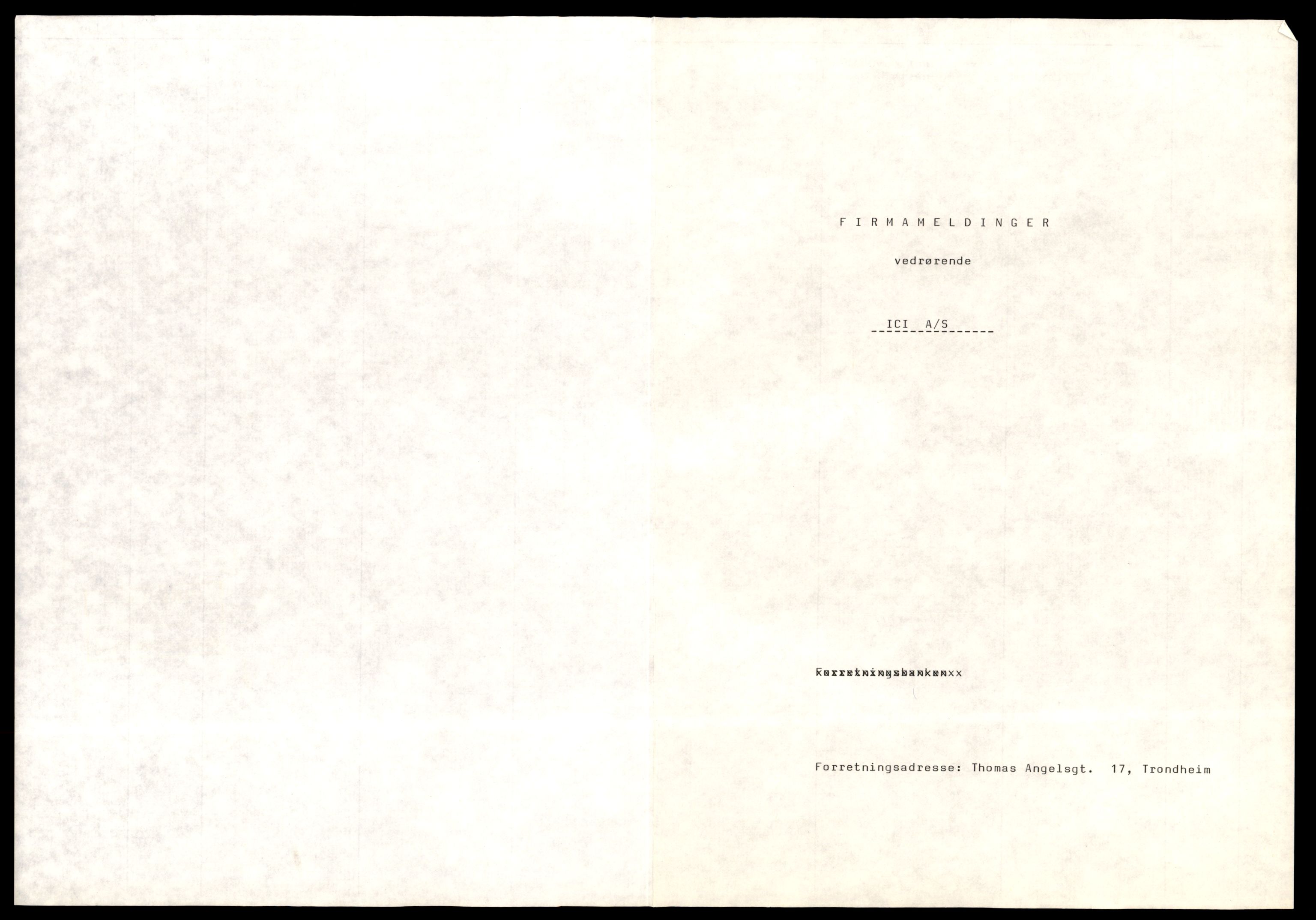 Trondheim byfogd, AV/SAT-A-0003/2/J/Jd/Jda/L0027: Bilag, aksjeselskap, Ic-Ing, 1944-1990, s. 1