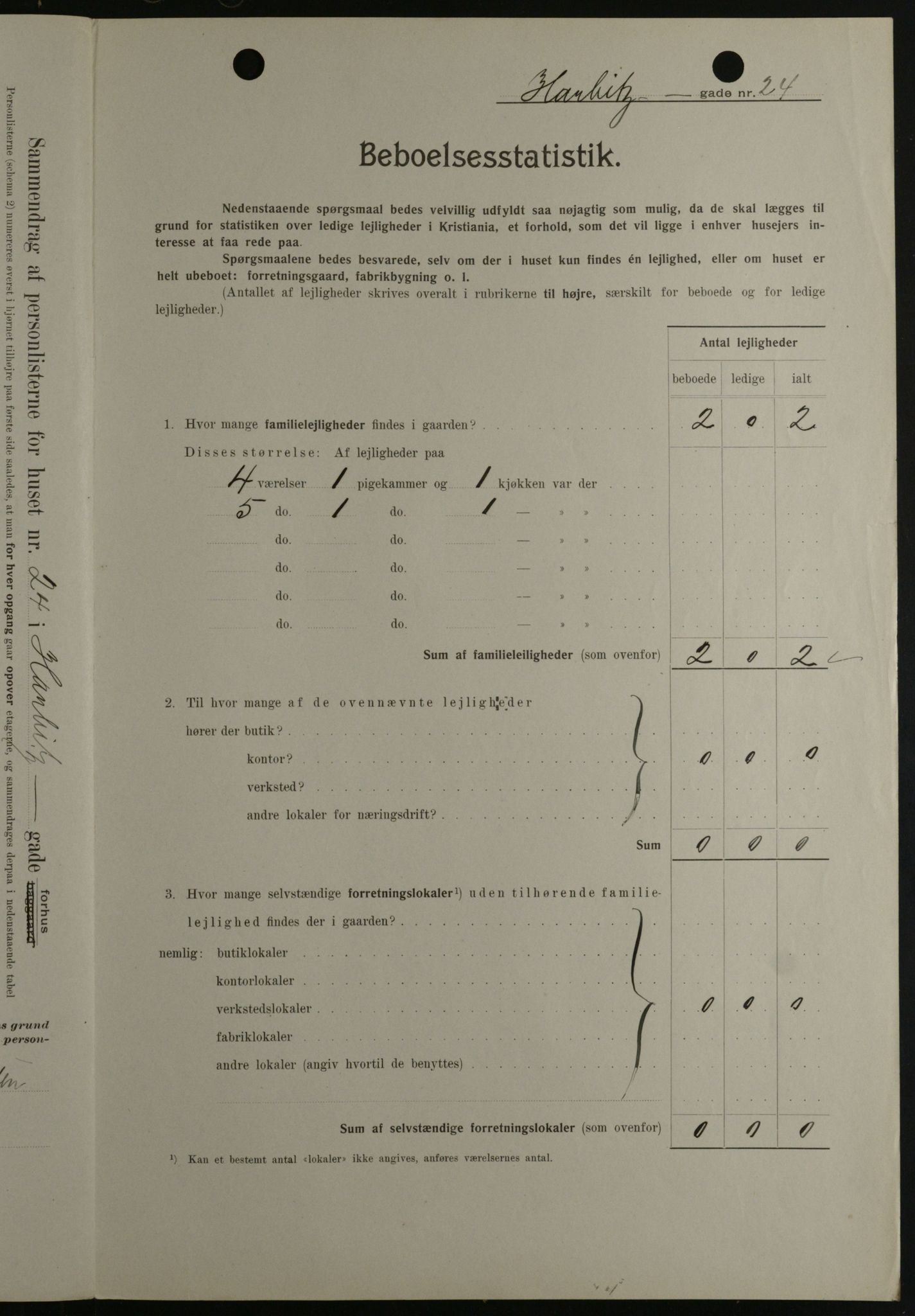 OBA, Kommunal folketelling 1.2.1908 for Kristiania kjøpstad, 1908, s. 72799