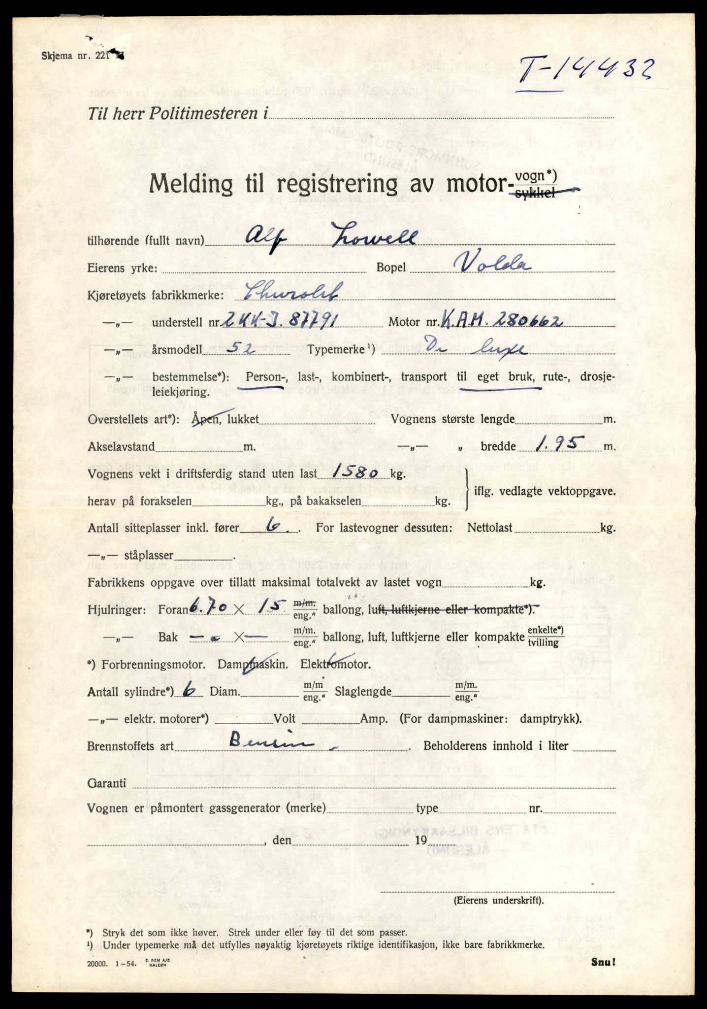 Møre og Romsdal vegkontor - Ålesund trafikkstasjon, AV/SAT-A-4099/F/Fe/L0045: Registreringskort for kjøretøy T 14320 - T 14444, 1927-1998, s. 2888