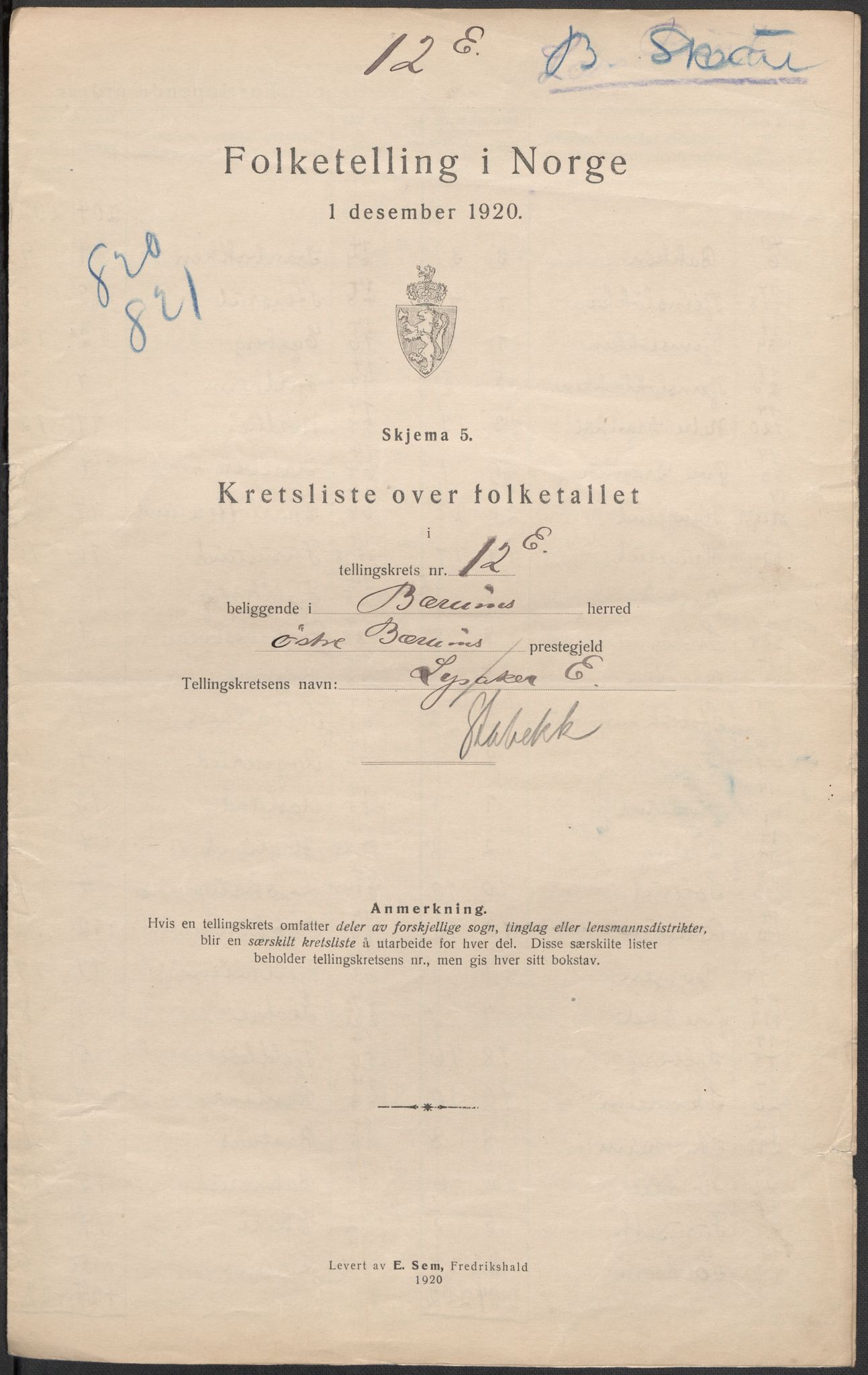 SAO, Folketelling 1920 for 0219 Bærum herred, 1920, s. 65