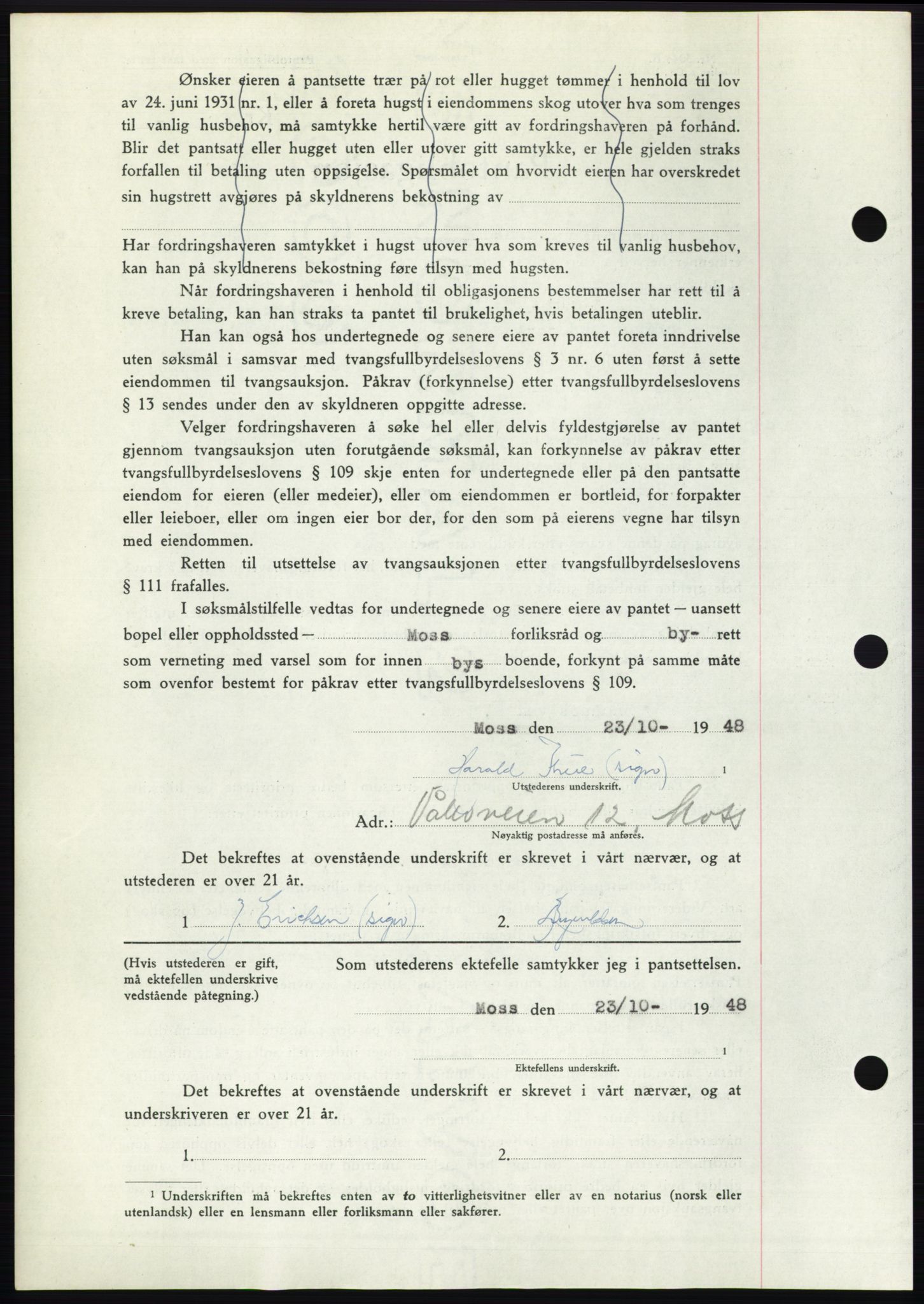 Moss sorenskriveri, AV/SAO-A-10168: Pantebok nr. B20, 1948-1948, Dagboknr: 2739/1948