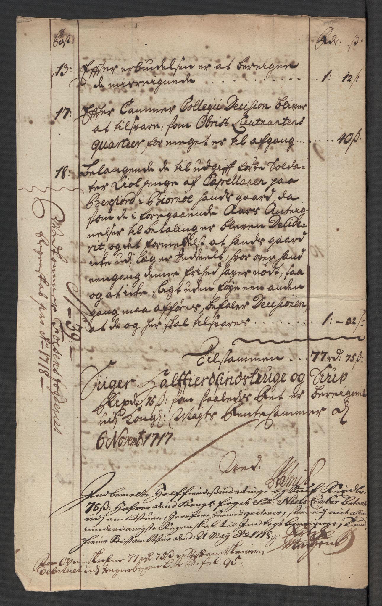 Rentekammeret inntil 1814, Reviderte regnskaper, Fogderegnskap, AV/RA-EA-4092/R57/L3866: Fogderegnskap Fosen, 1718, s. 221