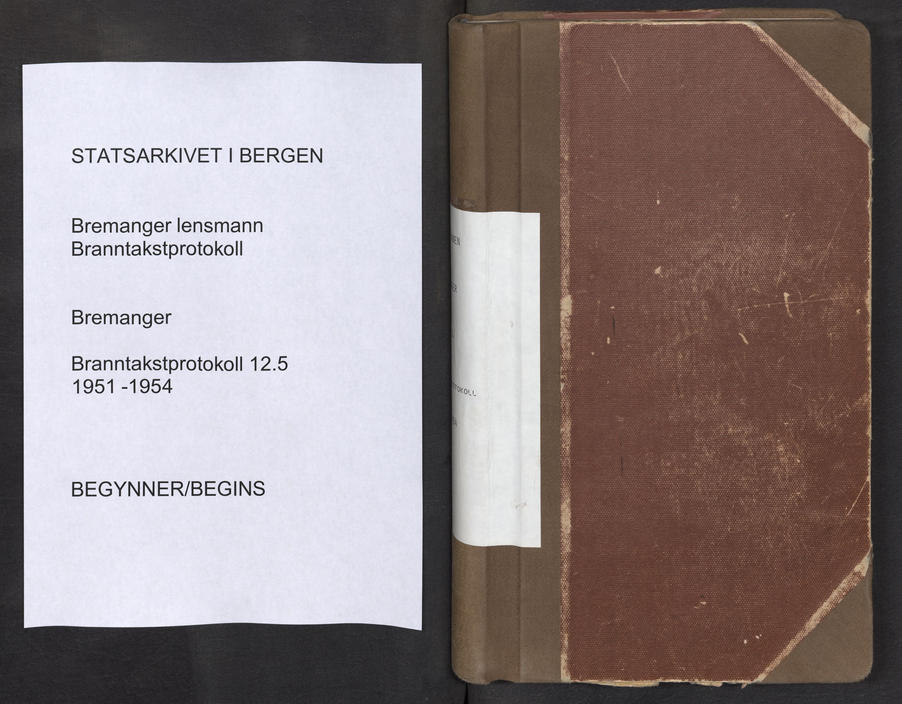 Lensmannen i Bremanger, SAB/A-26701/0012/L0005: Branntakstprotokoll, 1951-1954