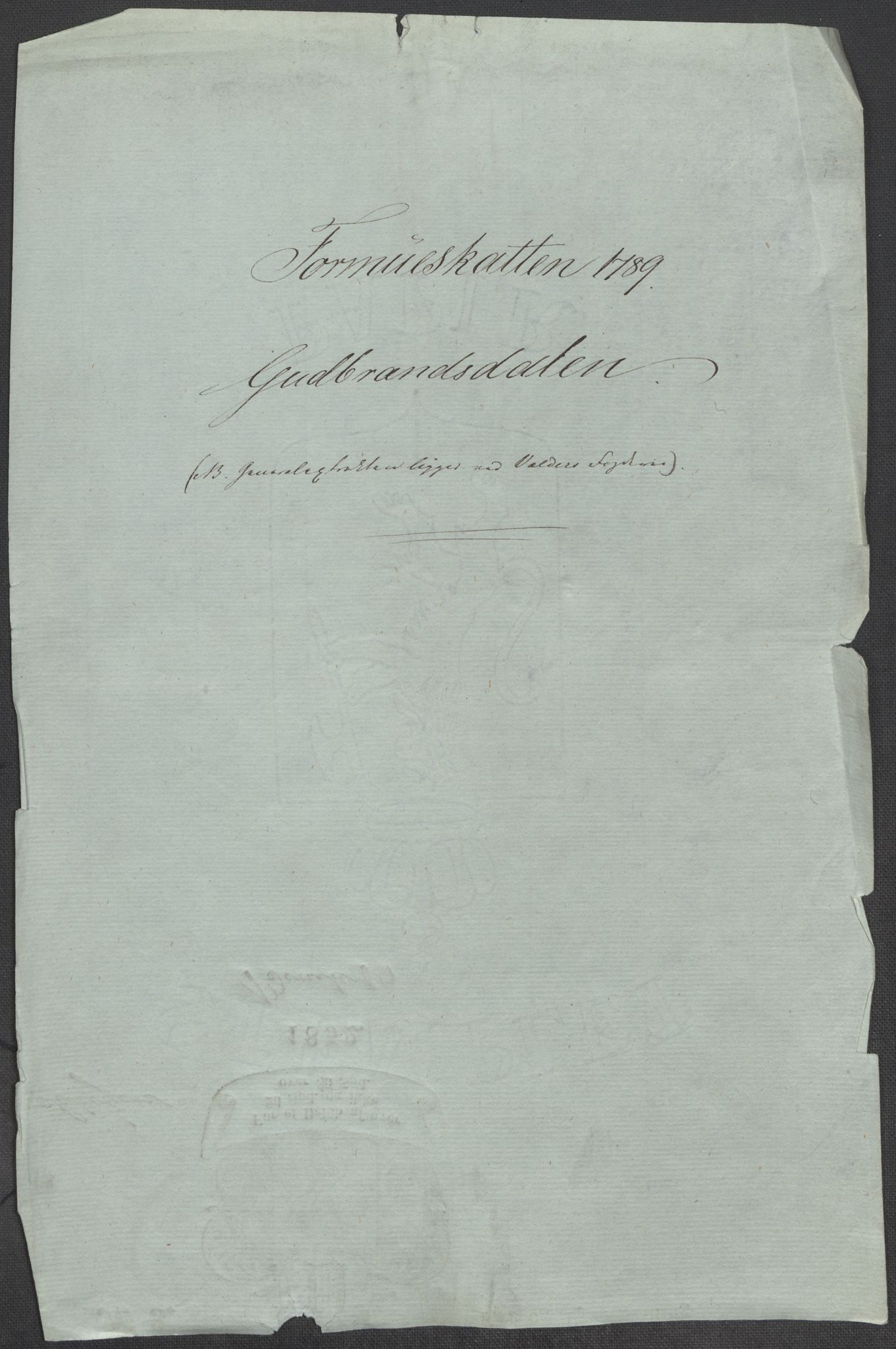 Rentekammeret inntil 1814, Reviderte regnskaper, Mindre regnskaper, AV/RA-EA-4068/Rf/Rfe/L0010: Fosen fogderi, Gudbrandsdalen fogderi, 1789, s. 114