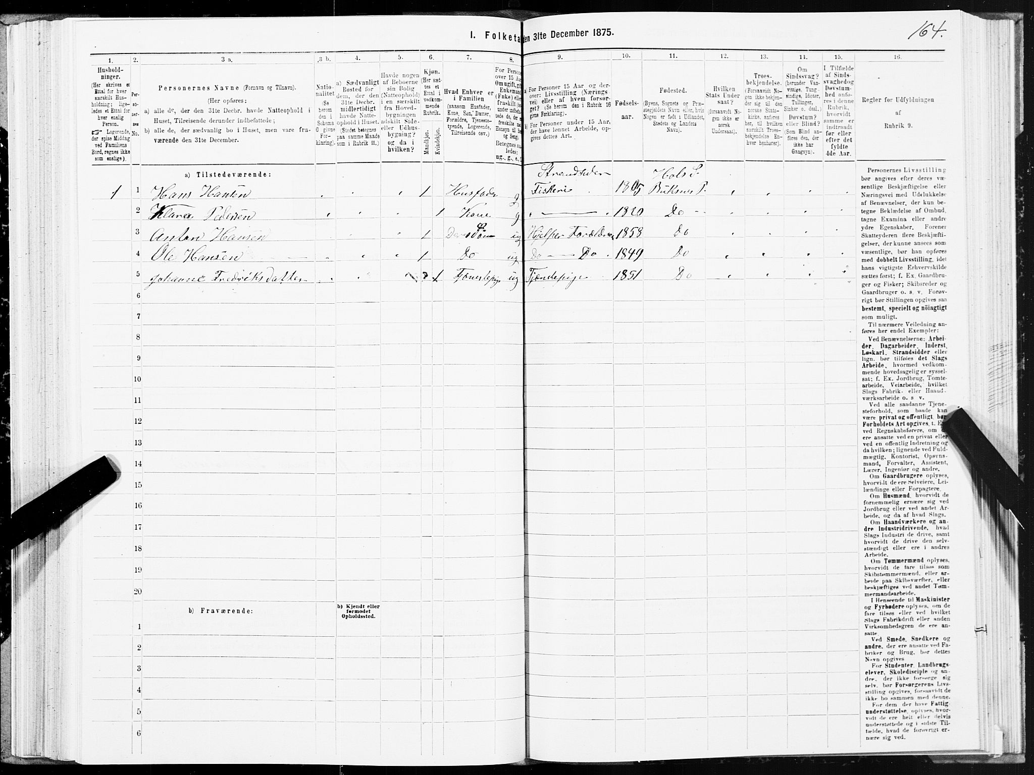 SAT, Folketelling 1875 for 1860P Buksnes prestegjeld, 1875, s. 3164