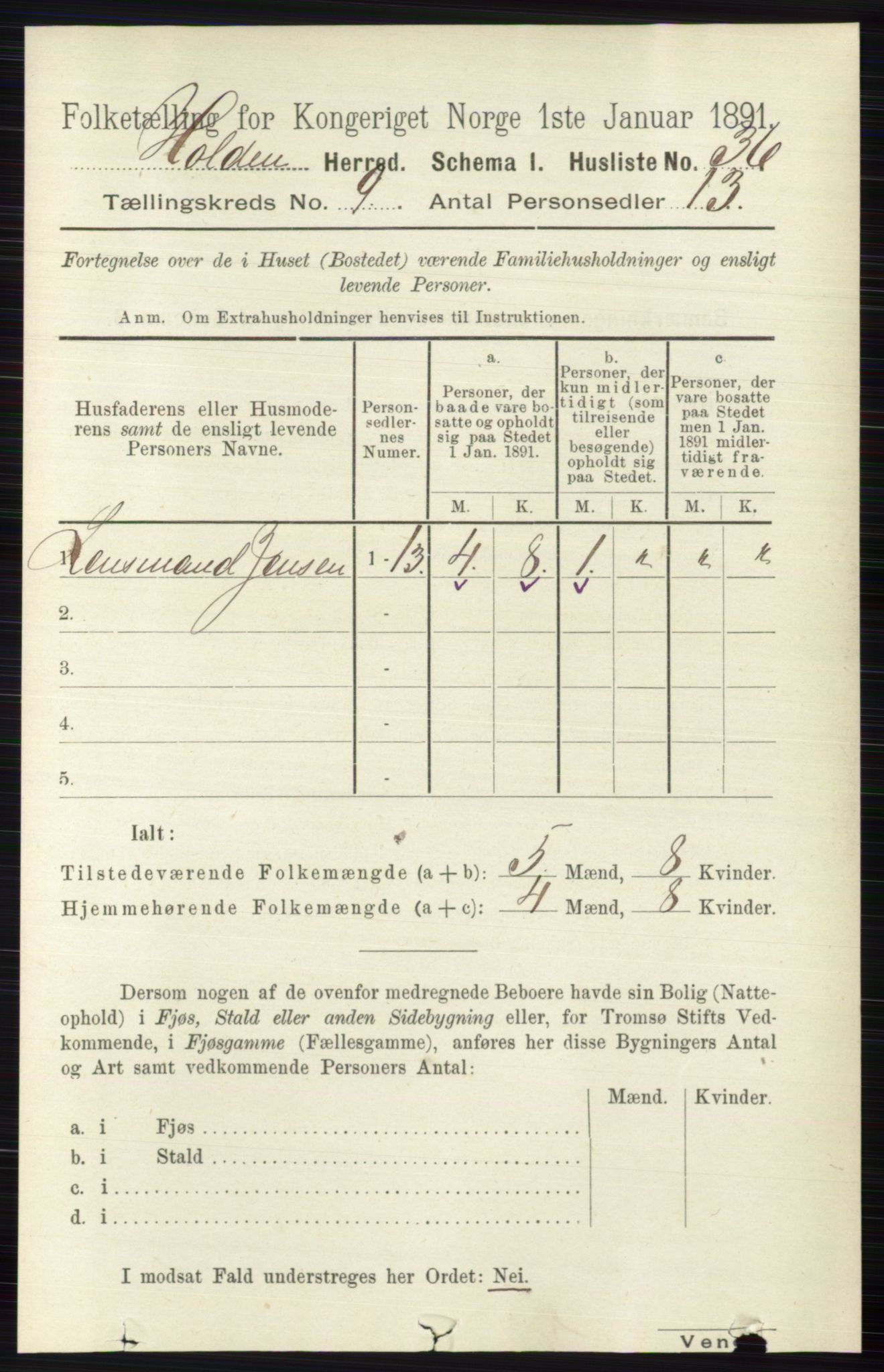 RA, Folketelling 1891 for 0819 Holla herred, 1891, s. 4083