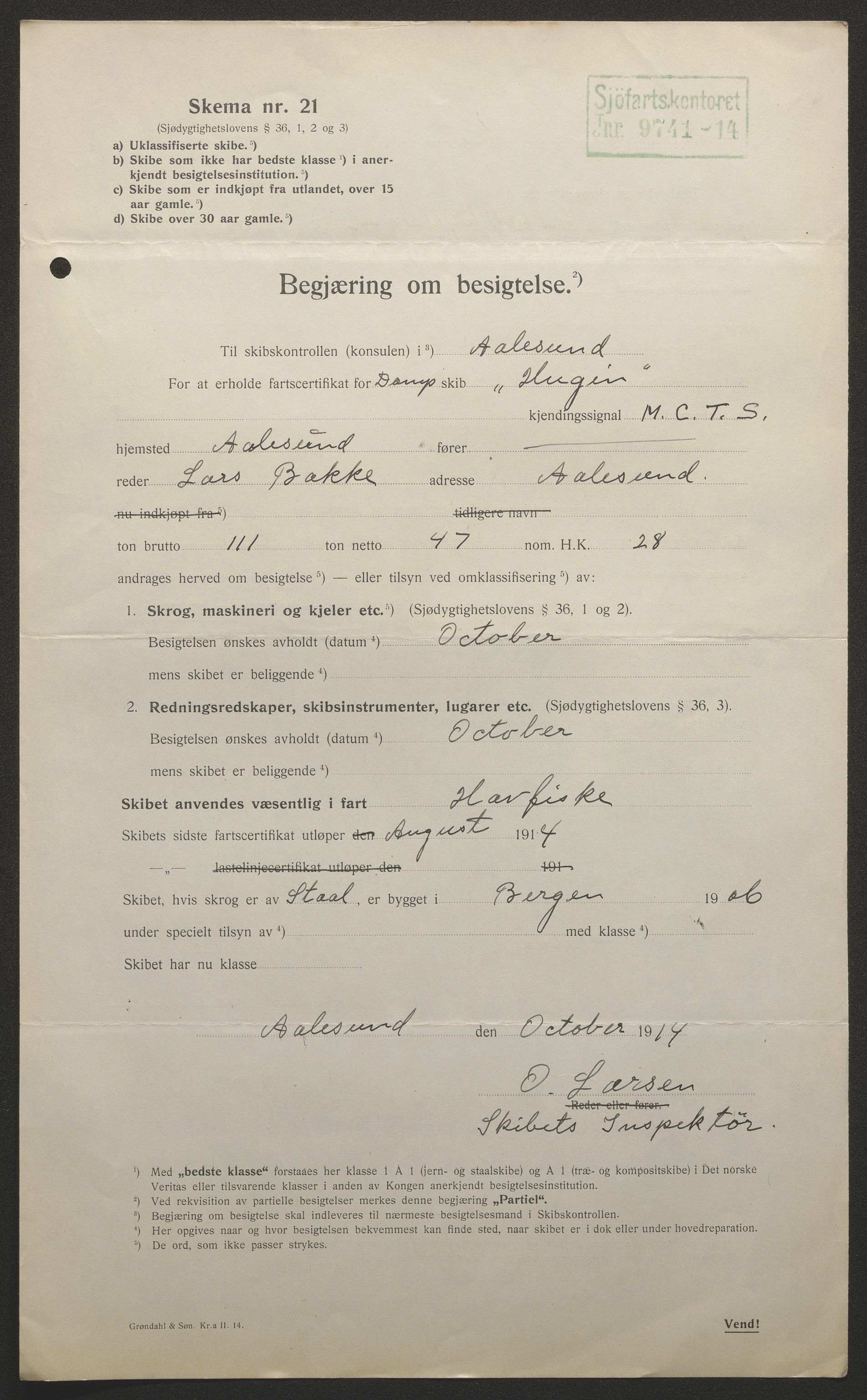 Sjøfartsdirektoratet med forløpere, skipsmapper slettede skip, AV/RA-S-4998/F/Fa/L0519: --, 1850-1922, s. 415
