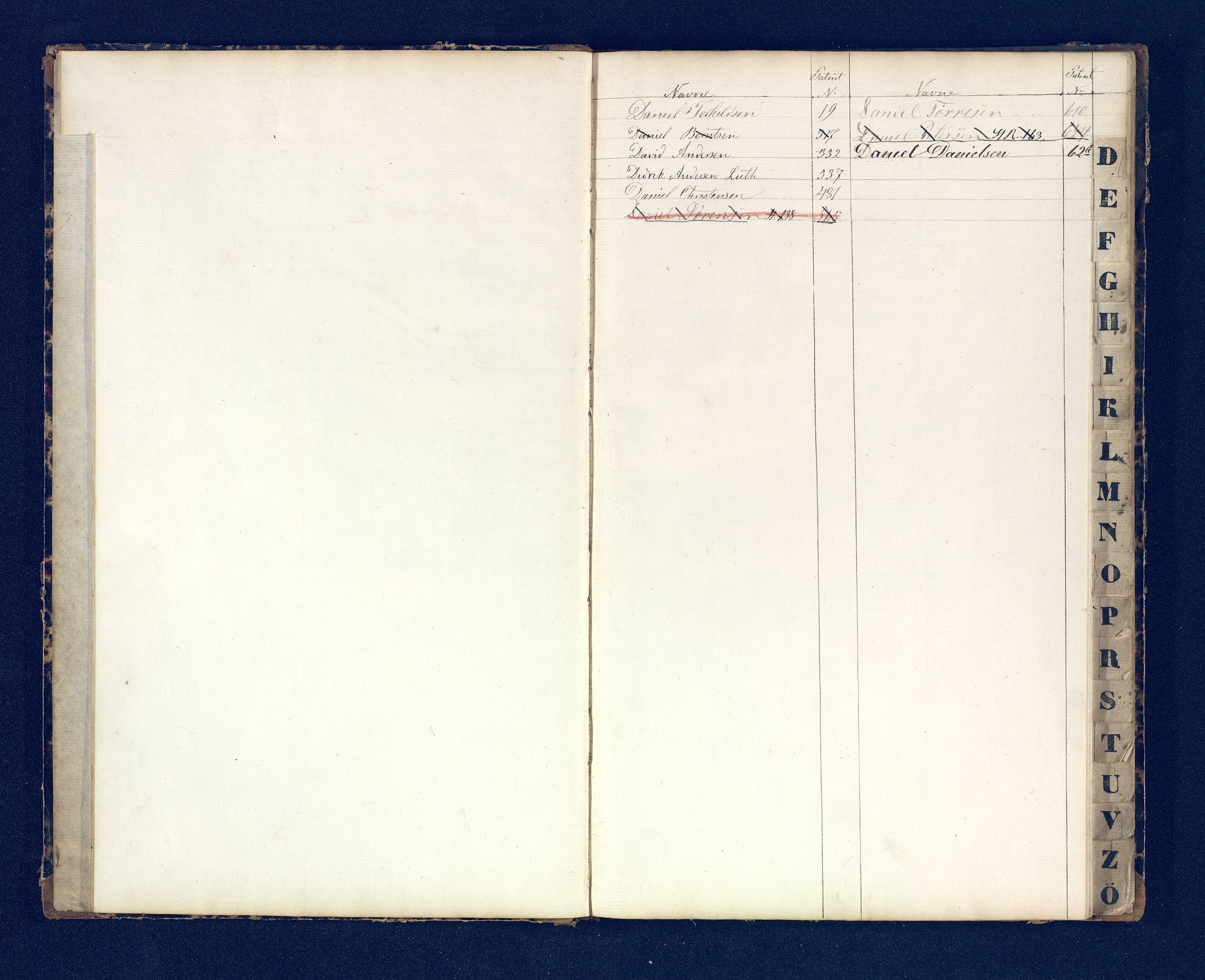 Mandal mønstringskrets, SAK/2031-0016/F/Fb/L0017/0001: Register til annontasjonsrulle og hovedrulle, Y-37 / Register til hovedrulle Y-19 (2 stykker), 1860-1866, s. 51