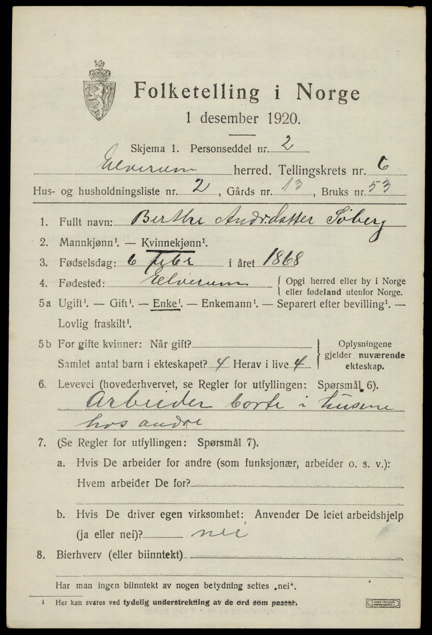 SAH, Folketelling 1920 for 0427 Elverum herred, 1920, s. 9062