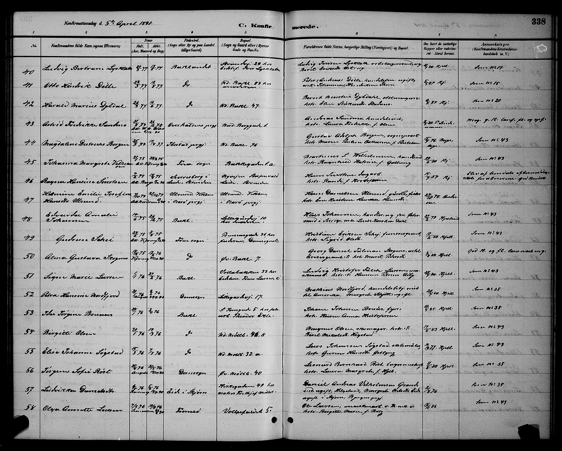 Ministerialprotokoller, klokkerbøker og fødselsregistre - Sør-Trøndelag, SAT/A-1456/604/L0222: Klokkerbok nr. 604C05, 1886-1895, s. 338