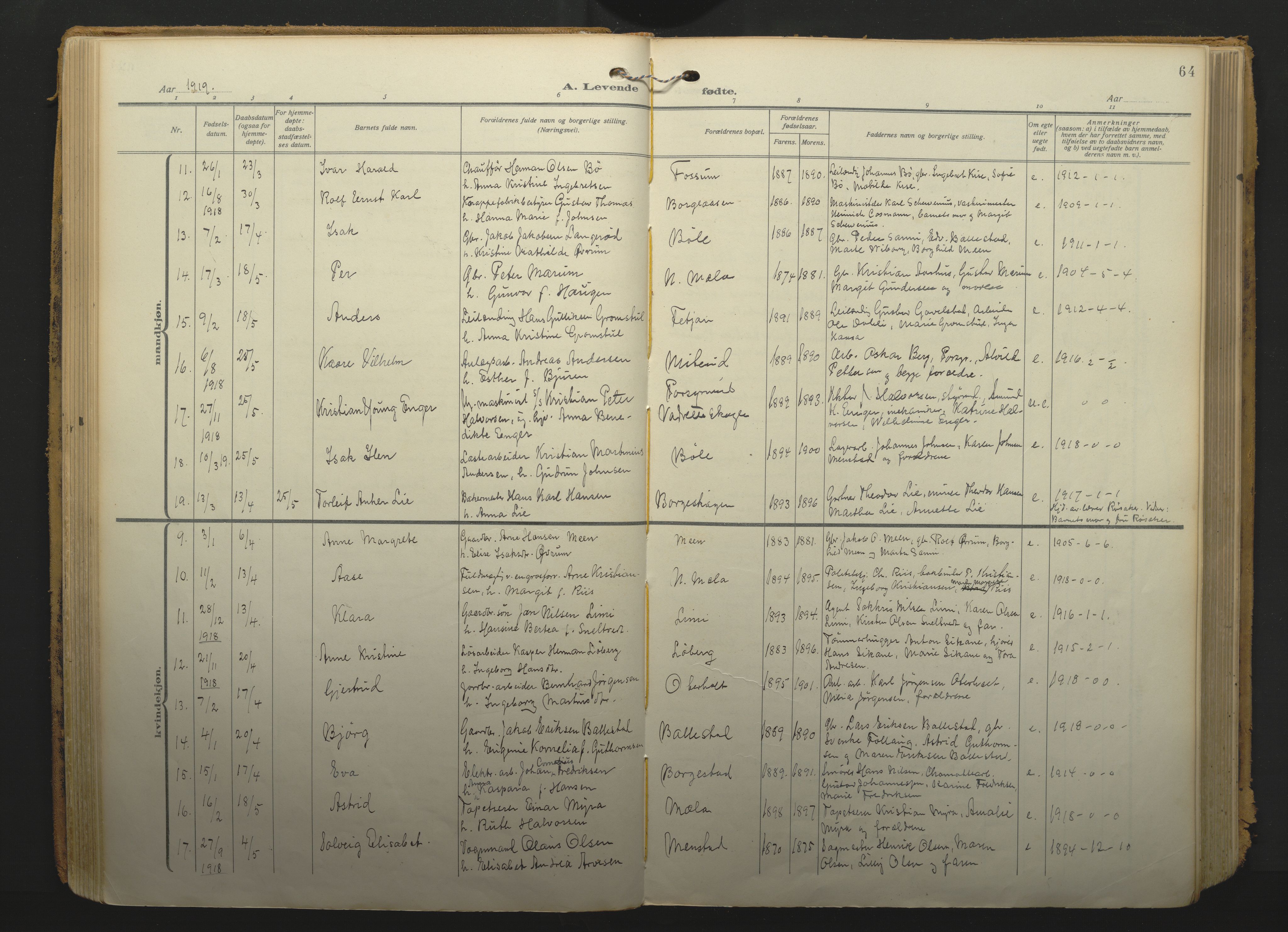 Gjerpen kirkebøker, SAKO/A-265/F/Fa/L0013: Ministerialbok nr. I 13, 1914-1924, s. 64