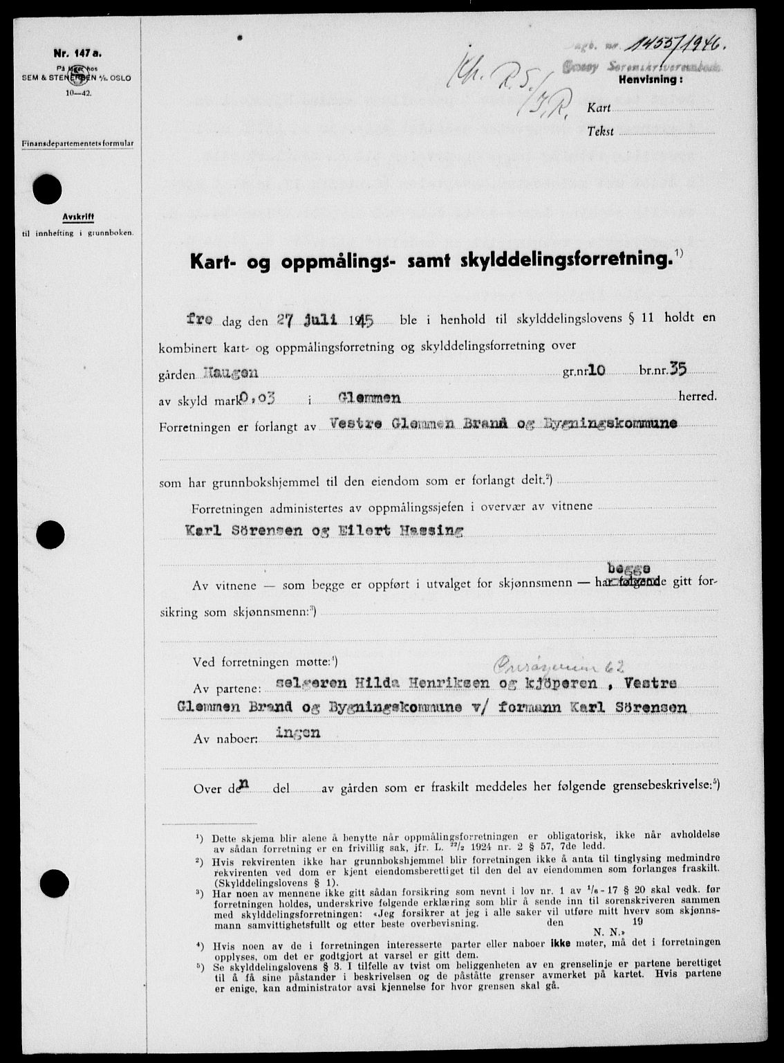Onsøy sorenskriveri, SAO/A-10474/G/Ga/Gab/L0016: Pantebok nr. II A-16, 1946-1946, Dagboknr: 1455/1946