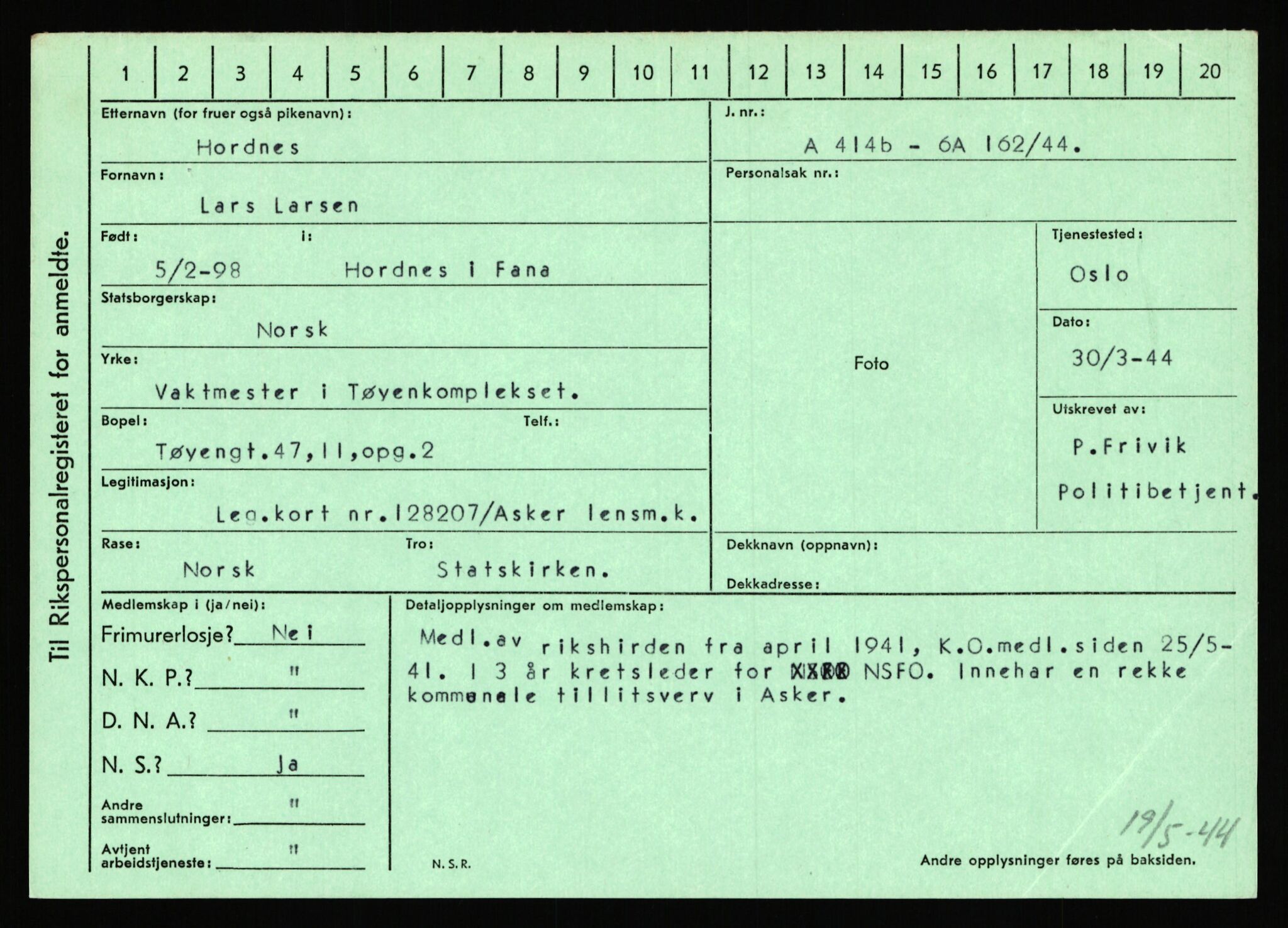 Statspolitiet - Hovedkontoret / Osloavdelingen, AV/RA-S-1329/C/Ca/L0007: Hol - Joelsen, 1943-1945, s. 846