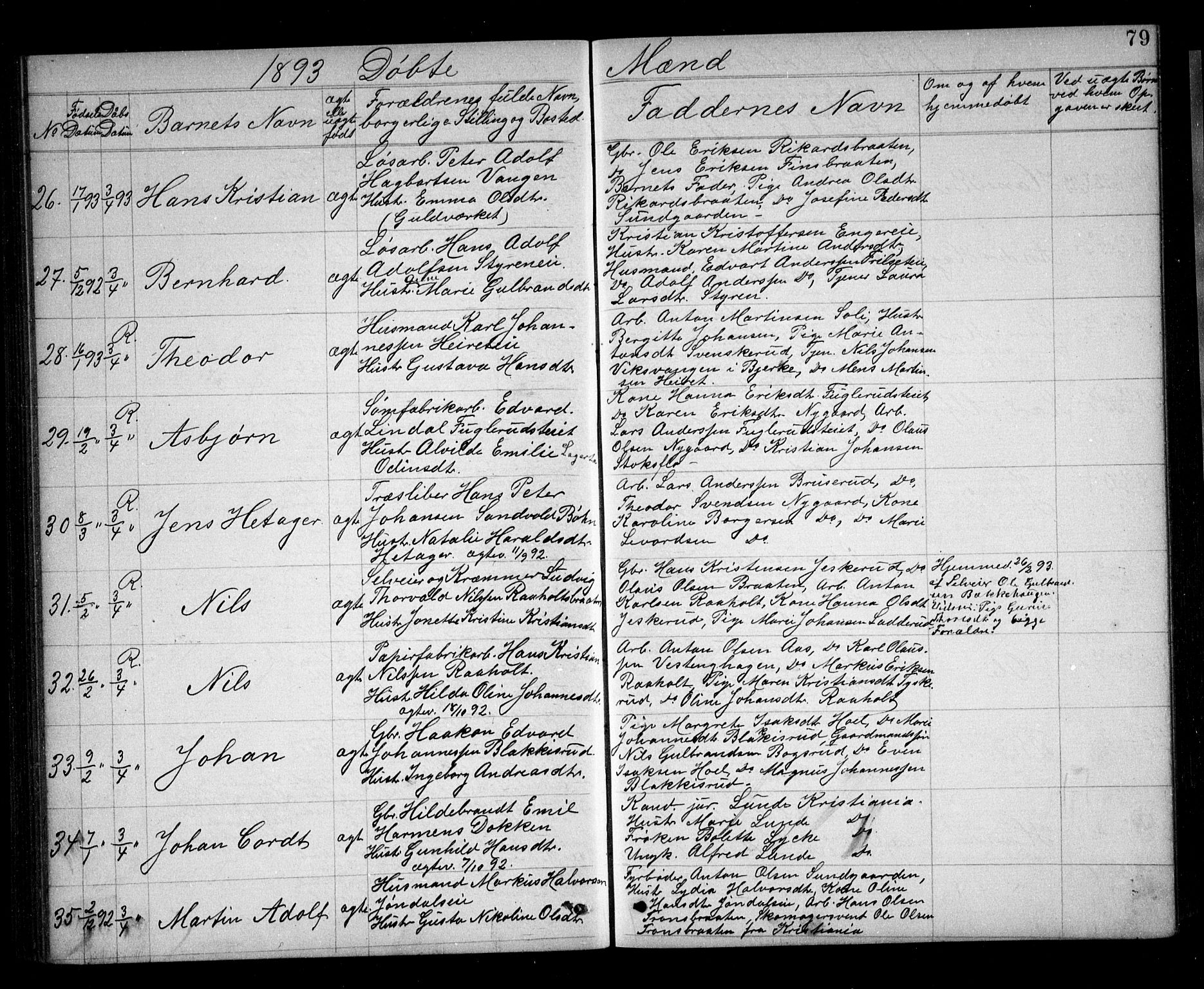 Eidsvoll prestekontor Kirkebøker, AV/SAO-A-10888/G/Ga/L0005: Klokkerbok nr. I 5, 1884-1894, s. 79