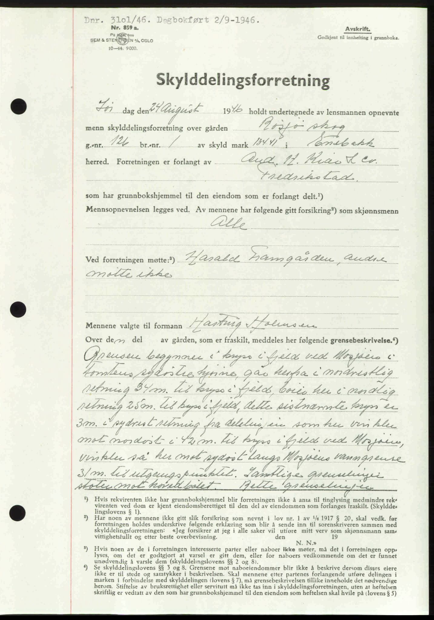 Nedre Romerike sorenskriveri, AV/SAO-A-10469/G/Gb/Gbd/L0017: Pantebok nr. 17, 1946-1946, Dagboknr: 3101/1946