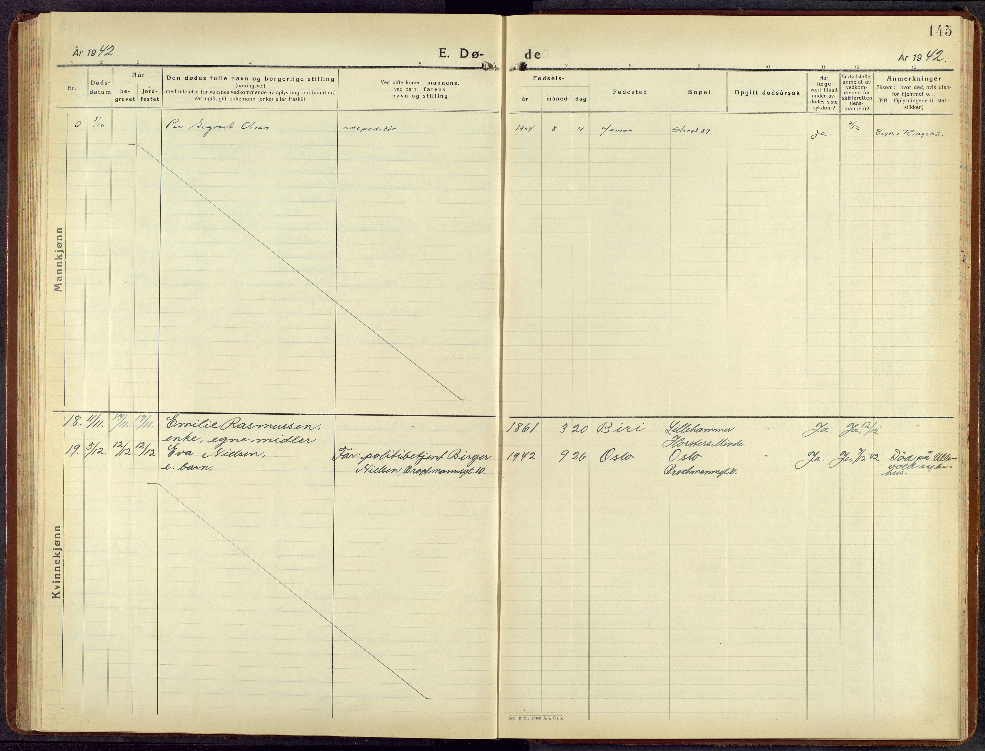 Lillehammer prestekontor, AV/SAH-PREST-088/H/Ha/Hab/L0004: Klokkerbok nr. 4, 1940-1955, s. 145