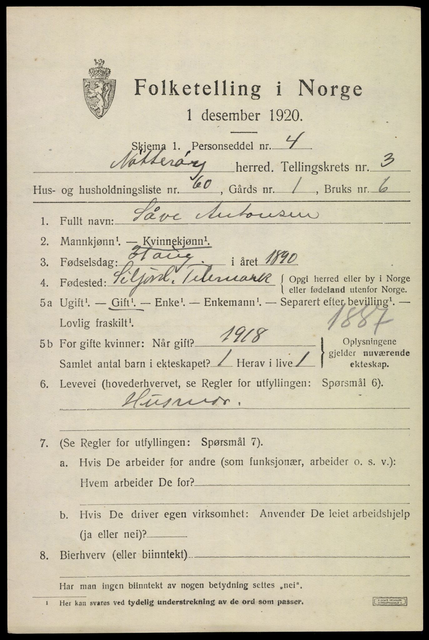 SAKO, Folketelling 1920 for 0722 Nøtterøy herred, 1920, s. 6179