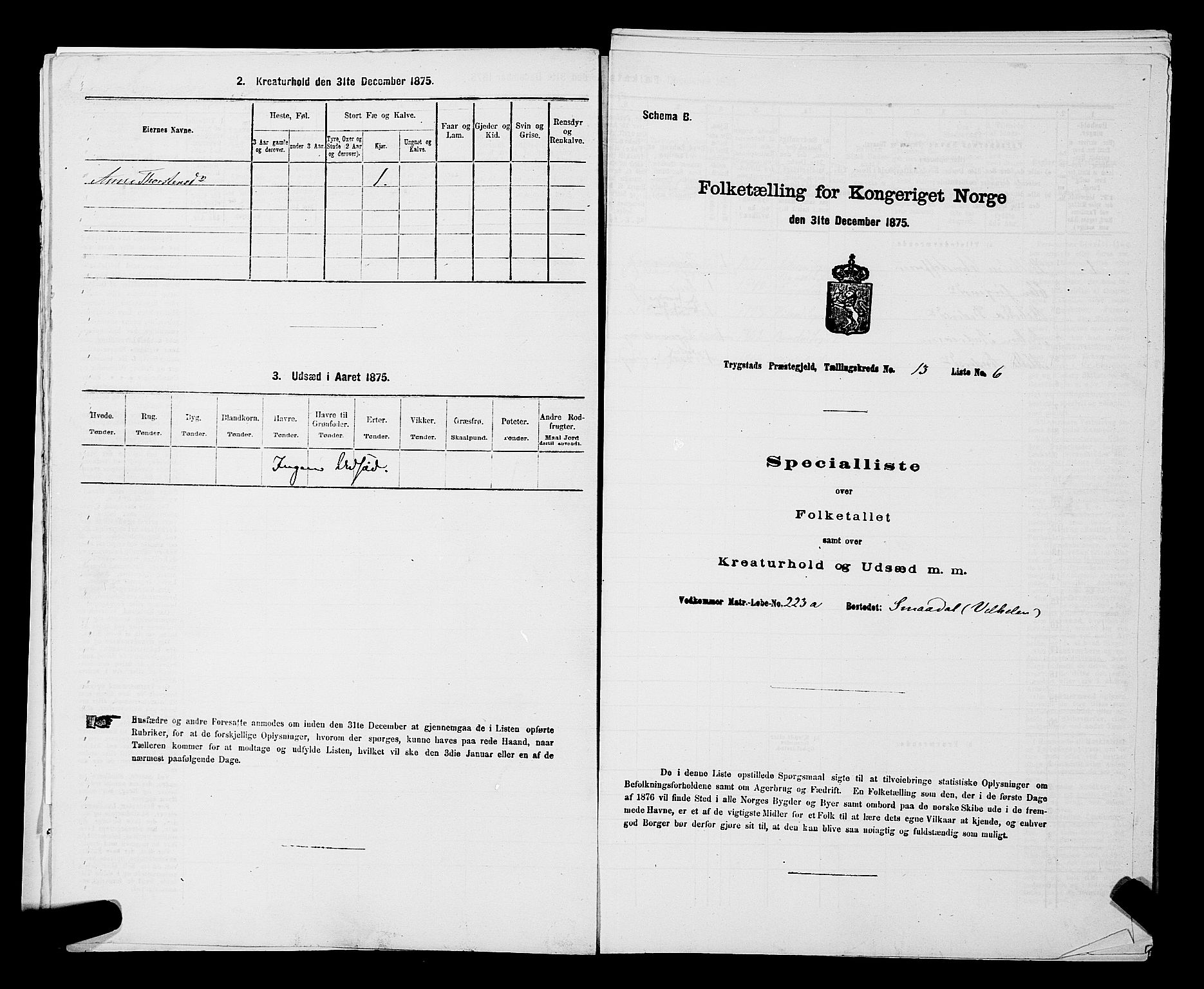 RA, Folketelling 1875 for 0122P Trøgstad prestegjeld, 1875, s. 1443