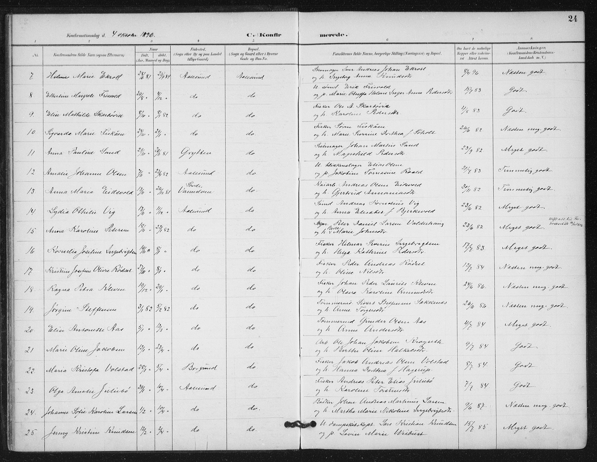 Ministerialprotokoller, klokkerbøker og fødselsregistre - Møre og Romsdal, AV/SAT-A-1454/529/L0457: Ministerialbok nr. 529A07, 1894-1903, s. 24