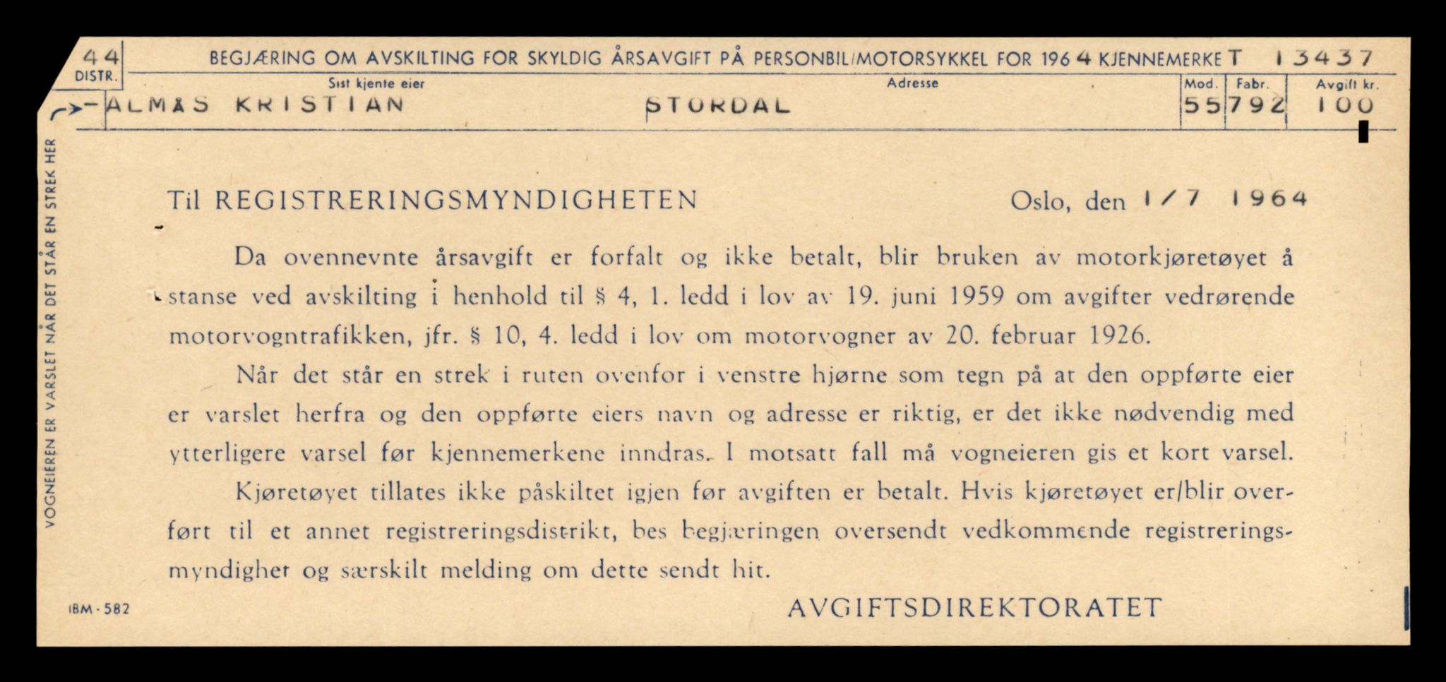 Møre og Romsdal vegkontor - Ålesund trafikkstasjon, AV/SAT-A-4099/F/Fe/L0039: Registreringskort for kjøretøy T 13361 - T 13530, 1927-1998, s. 1285