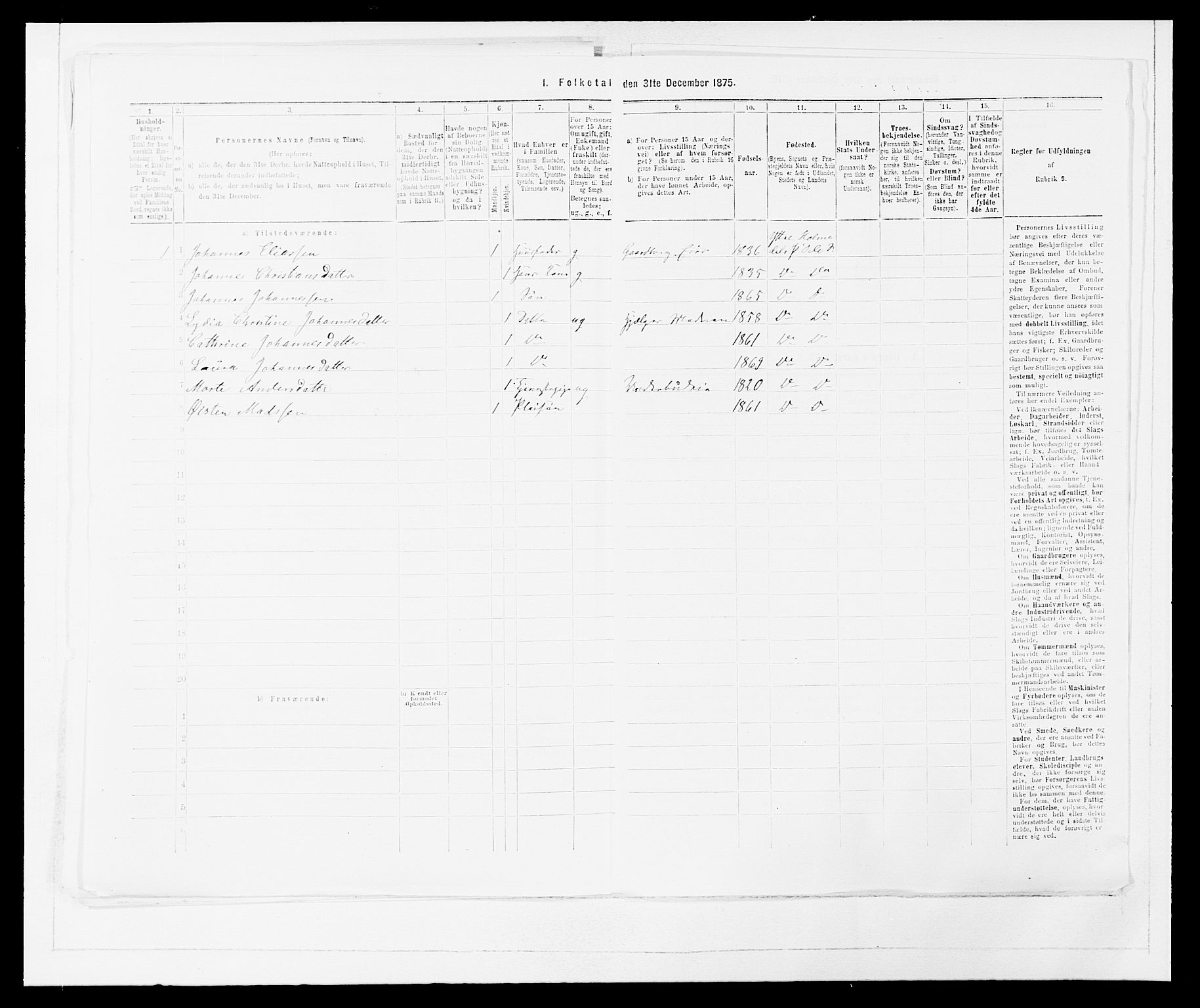 SAB, Folketelling 1875 for 1429P Ytre Holmedal prestegjeld, 1875, s. 758