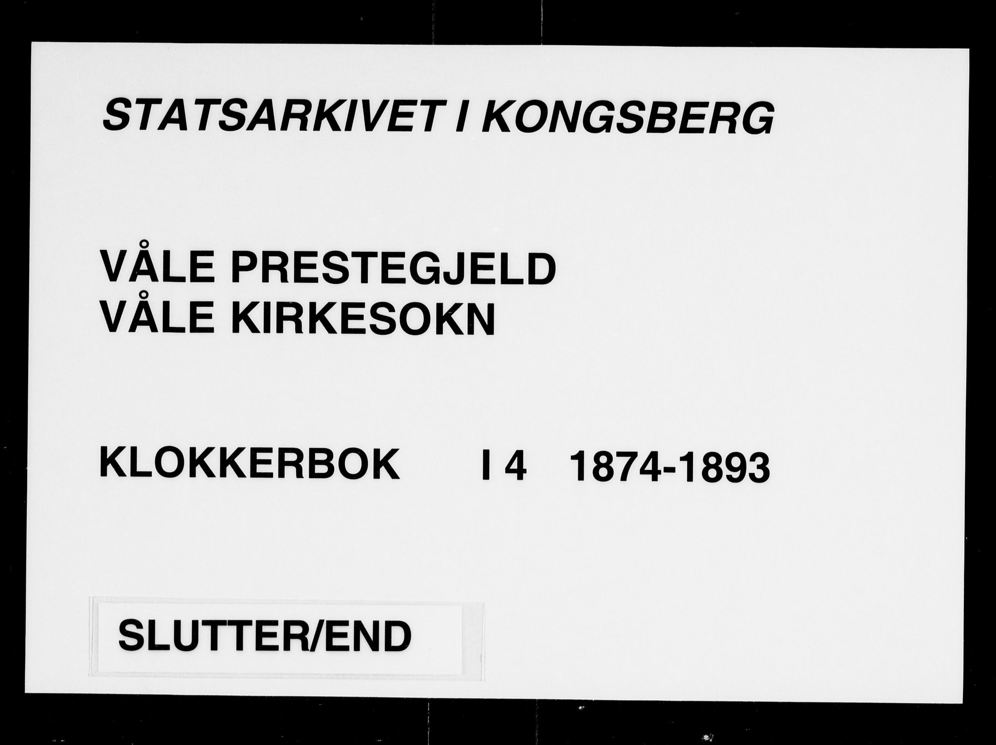 Våle kirkebøker, AV/SAKO-A-334/G/Ga/L0004a: Klokkerbok nr. I 4, 1874-1893