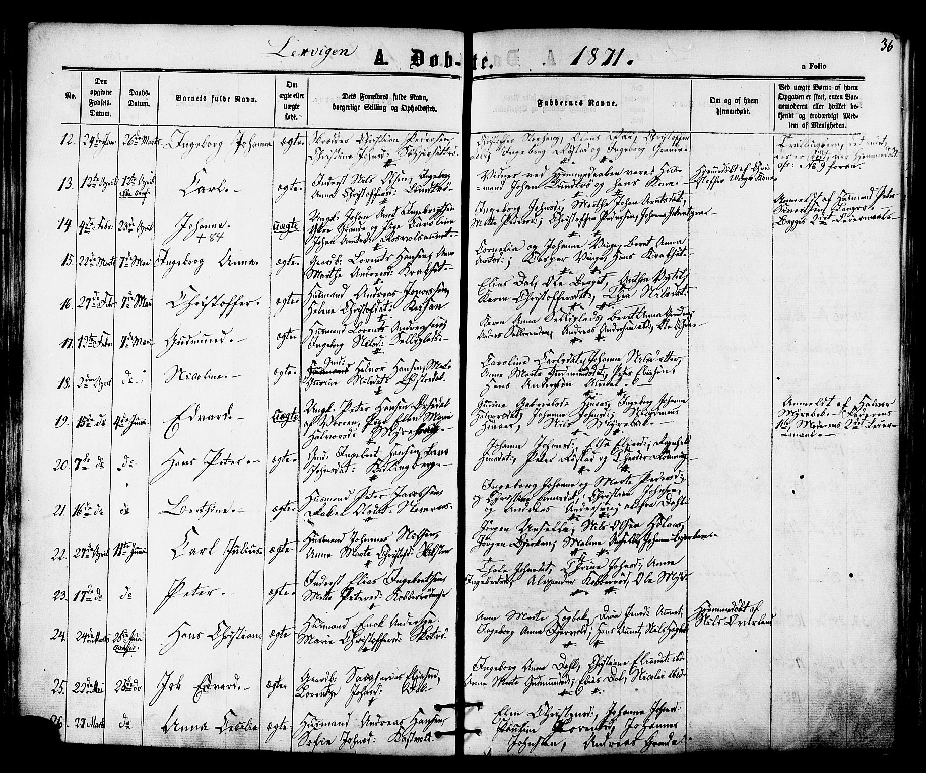 Ministerialprotokoller, klokkerbøker og fødselsregistre - Nord-Trøndelag, AV/SAT-A-1458/701/L0009: Ministerialbok nr. 701A09 /1, 1864-1882, s. 36