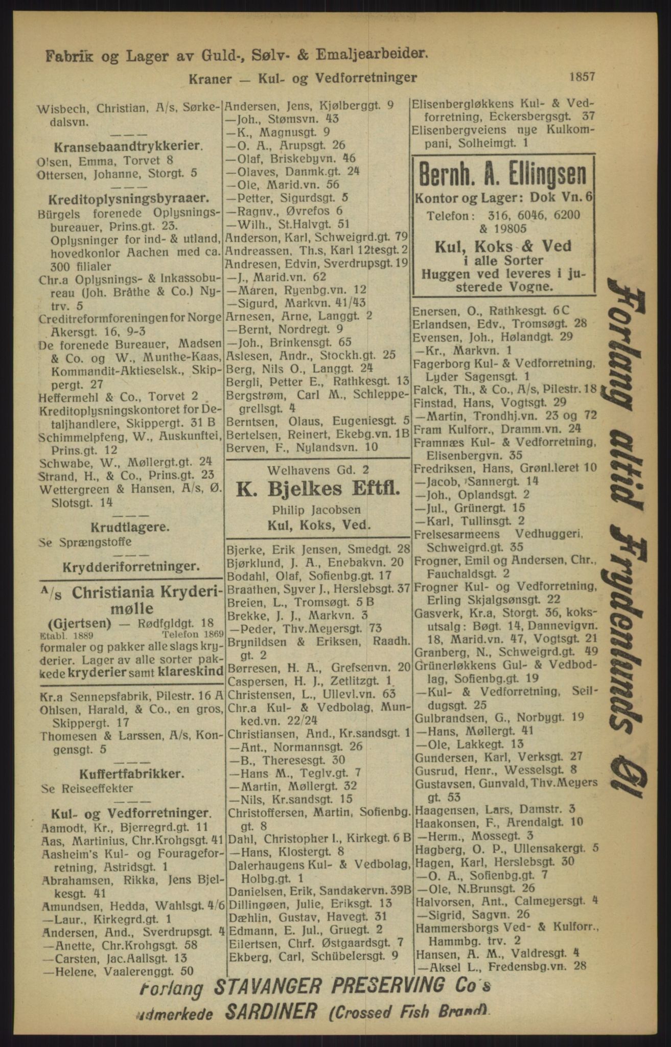 Kristiania/Oslo adressebok, PUBL/-, 1915, s. 1857