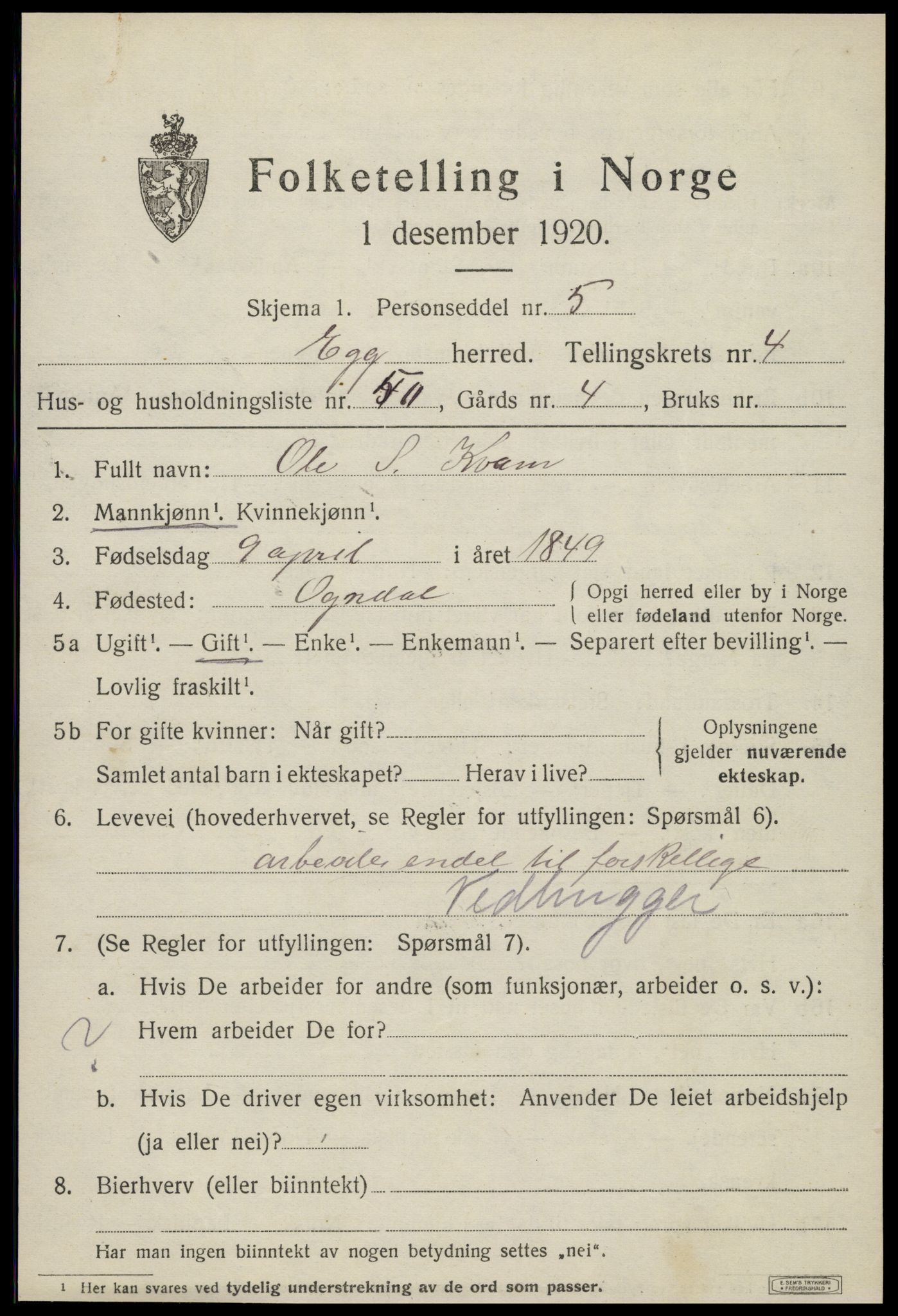 SAT, Folketelling 1920 for 1733 Egge herred, 1920, s. 3066