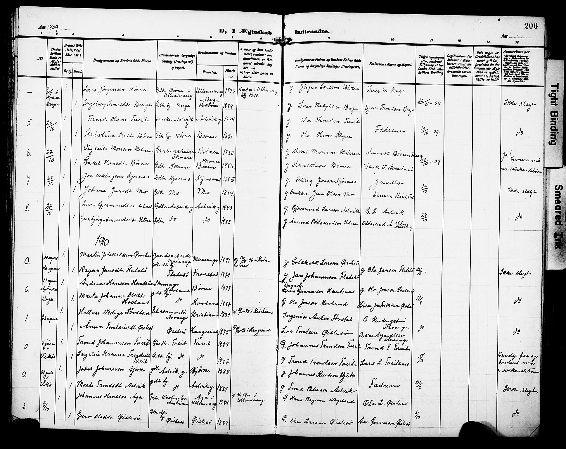 Kvam sokneprestembete, AV/SAB-A-76201/H/Hab: Klokkerbok nr. C 4, 1906-1931, s. 206