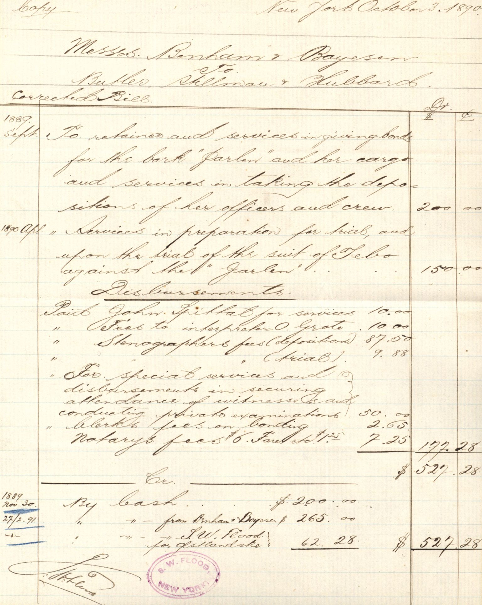 Pa 63 - Østlandske skibsassuranceforening, VEMU/A-1079/G/Ga/L0023/0012: Havaridokumenter / Columbus, Christiane Sophie, Marie, Jarlen, Kong Carl XV, 1889, s. 66