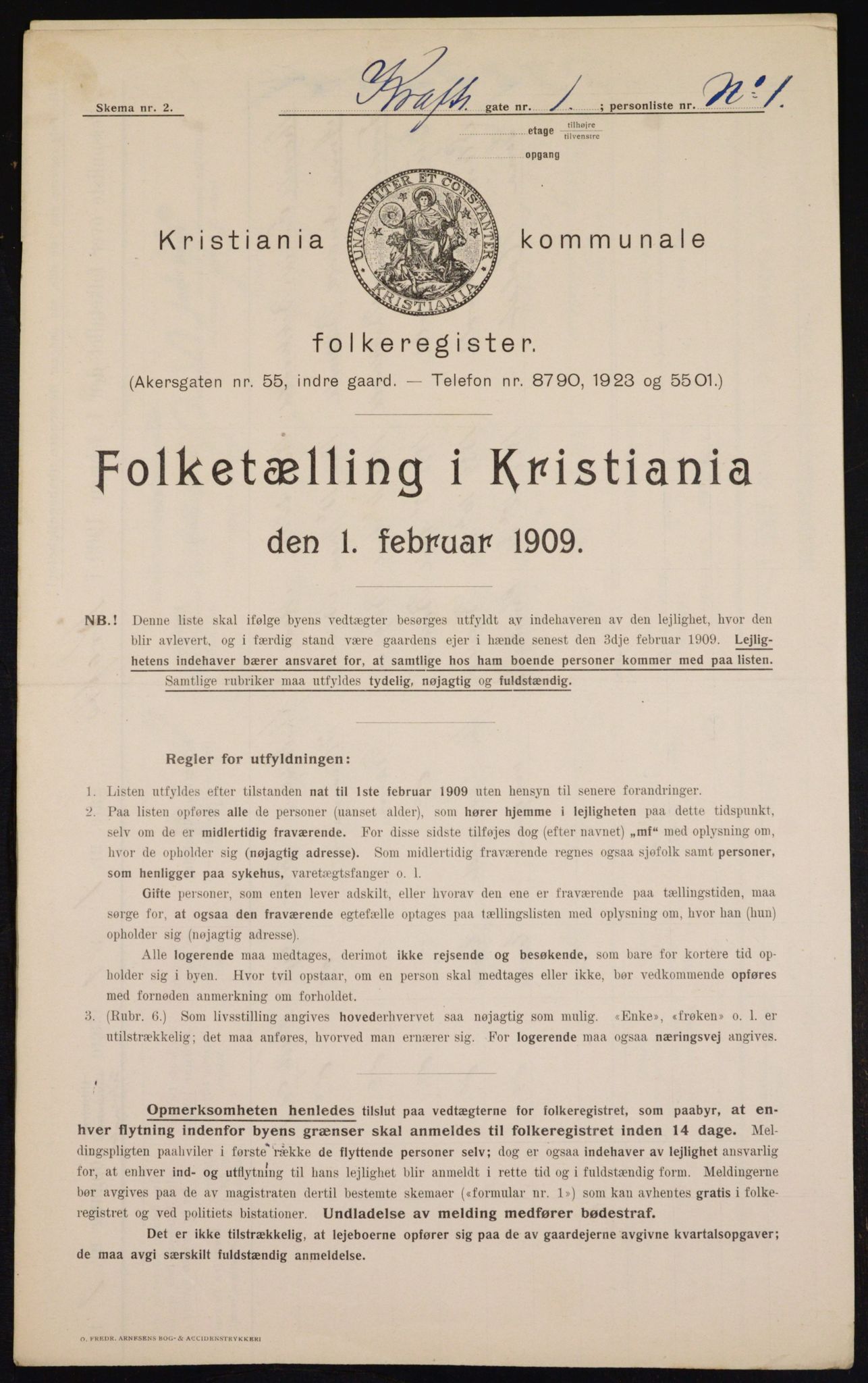 OBA, Kommunal folketelling 1.2.1909 for Kristiania kjøpstad, 1909, s. 49422