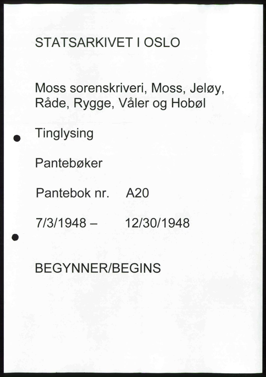 Moss sorenskriveri, SAO/A-10168: Pantebok nr. A20, 1948-1948