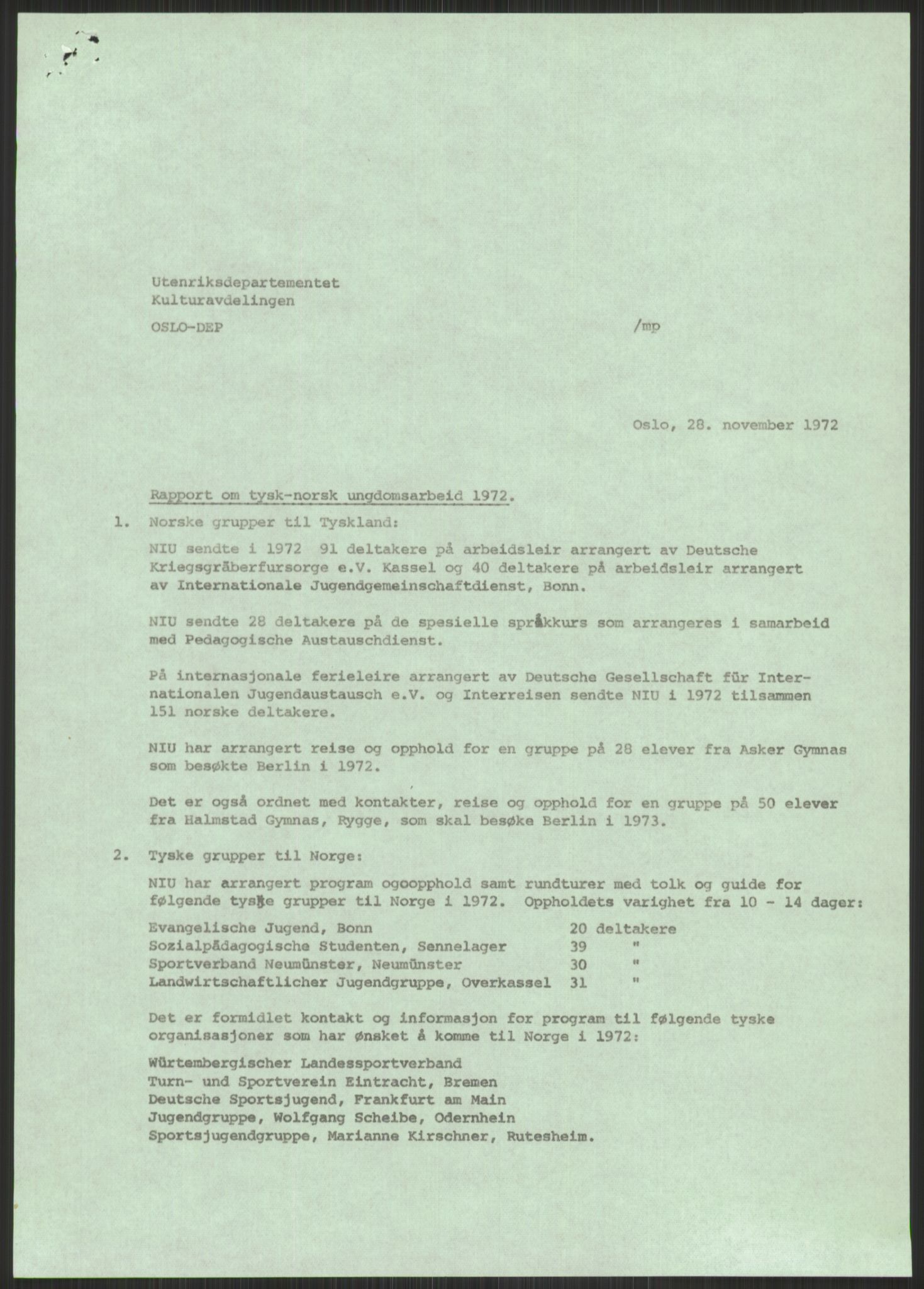 Landsrådet for Norges barne- og ungdomsorganisasjoner (LNU), AV/RA-PA-0691/D/Da/L0081/0004: -- / Tysk-norsk kulturavtale, 1972