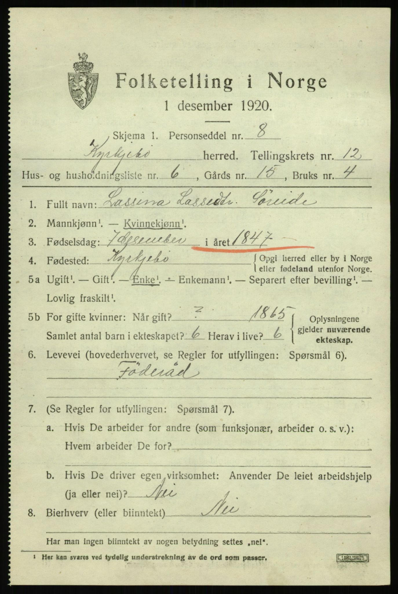 SAB, Folketelling 1920 for 1416 Kyrkjebø herred, 1920, s. 5965