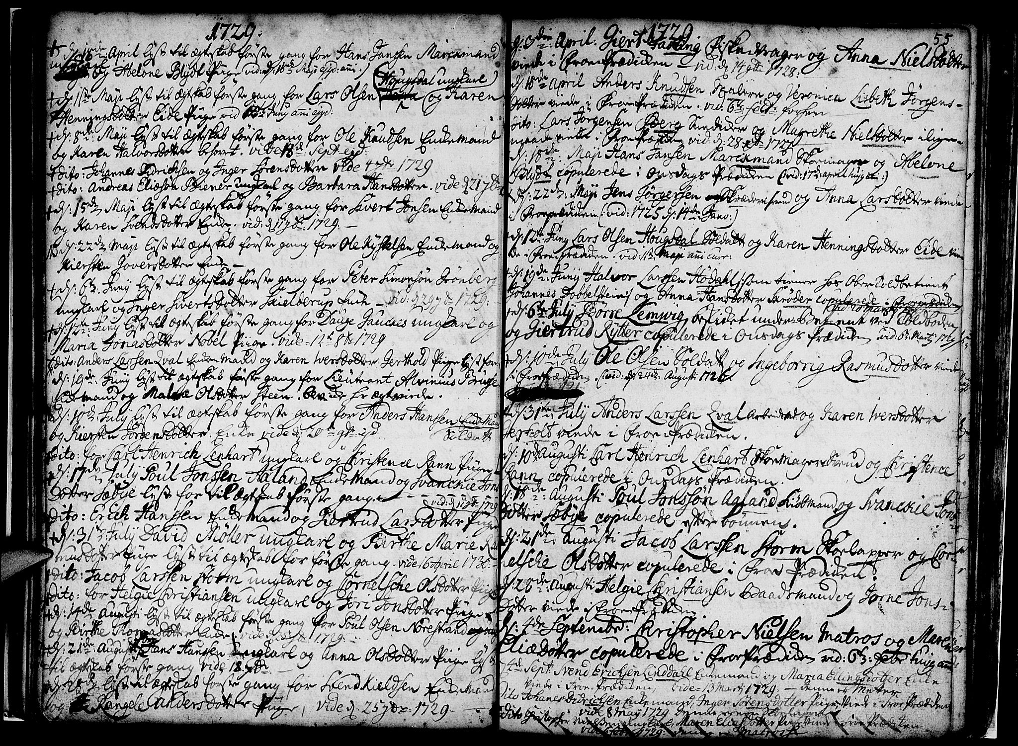 Nykirken Sokneprestembete, AV/SAB-A-77101/H/Haa/L0007: Ministerialbok nr. A 7, 1719-1781, s. 55