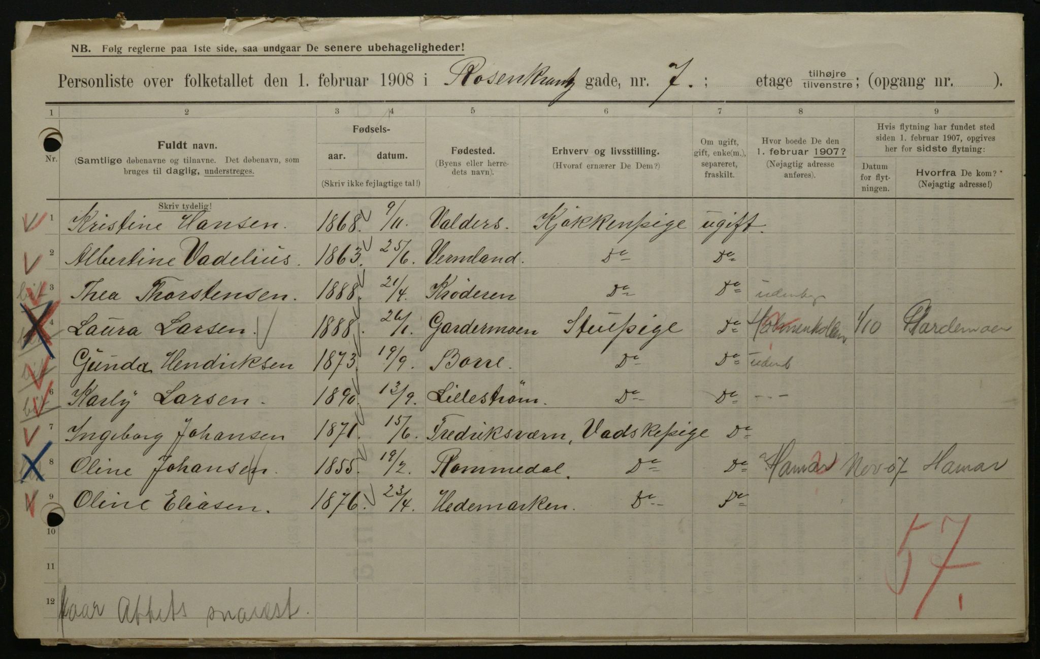 OBA, Kommunal folketelling 1.2.1908 for Kristiania kjøpstad, 1908, s. 75353