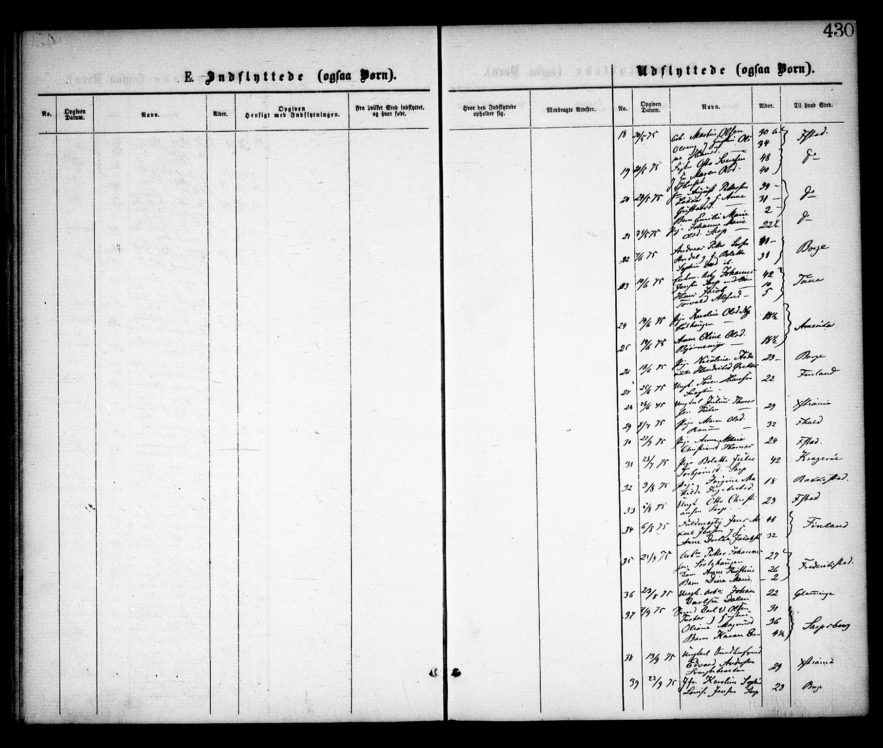 Skjeberg prestekontor Kirkebøker, AV/SAO-A-10923/F/Fa/L0008: Ministerialbok nr. I 8, 1869-1885, s. 430
