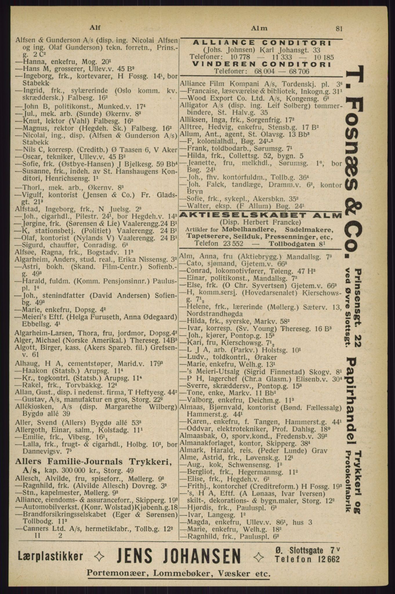 Kristiania/Oslo adressebok, PUBL/-, 1927, s. 81