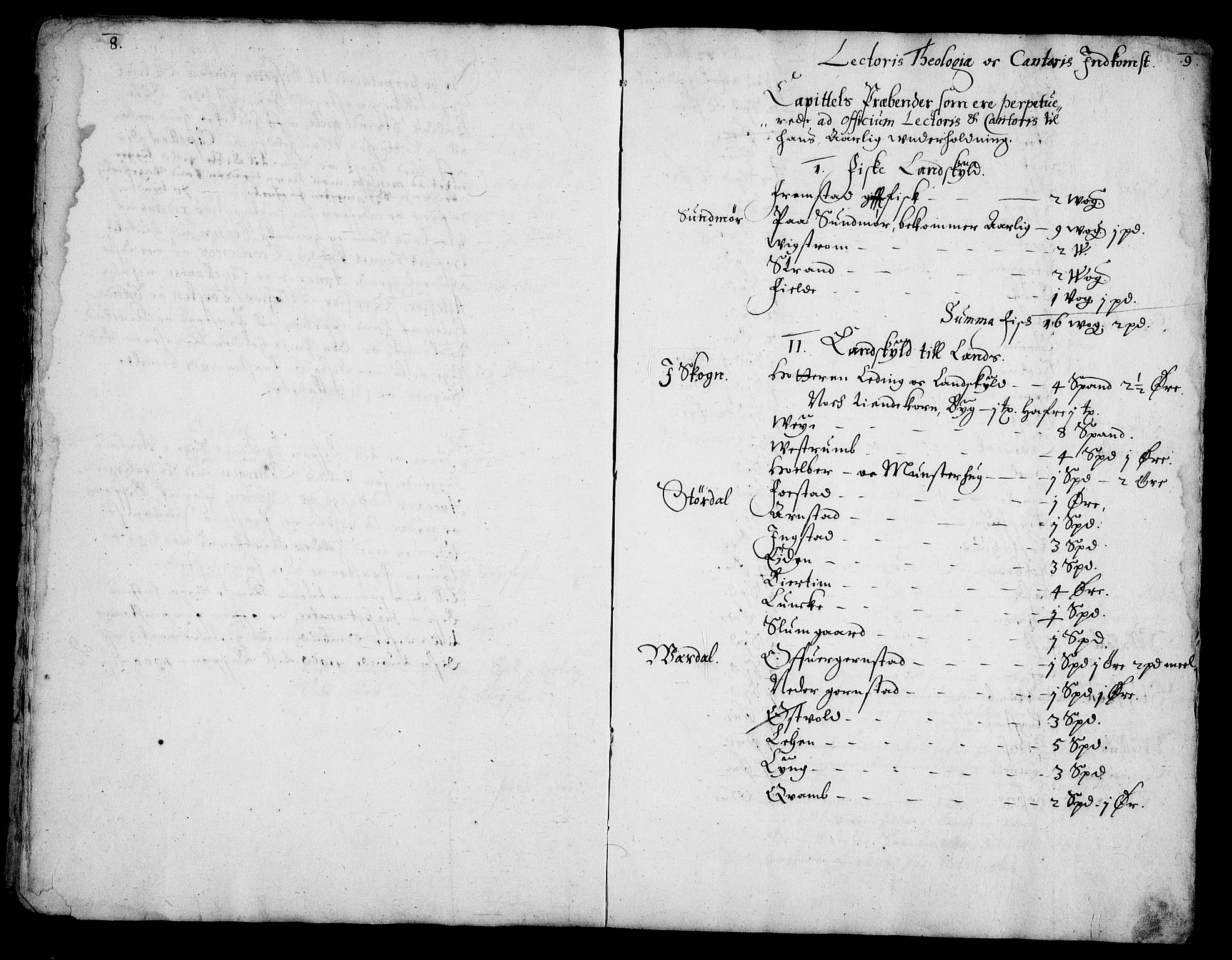 Rentekammeret inntil 1814, Realistisk ordnet avdeling, RA/EA-4070/Fc/Fca/L0004/0004: [Ca IV]  Trondheim stift / Trondheim kapitel og domkirkes jordebok, 1666, s. 8-9