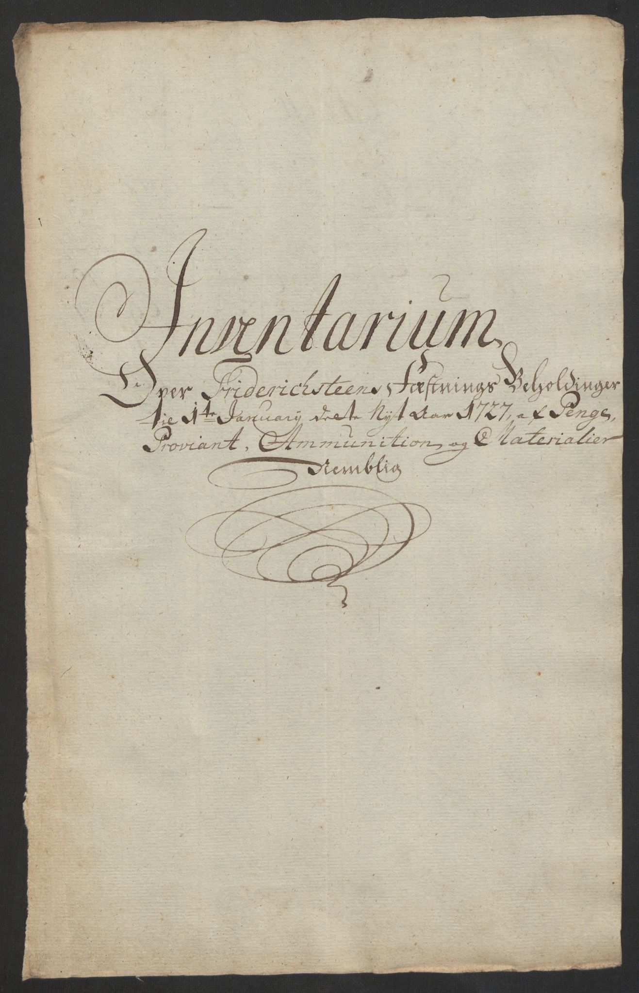 Kommanderende general (KG I) med Det norske krigsdirektorium, RA/EA-5419/D/L0153: Fredriksten festning: Brev, inventarfortegnelser og regnskapsekstrakter, 1724-1729, s. 414