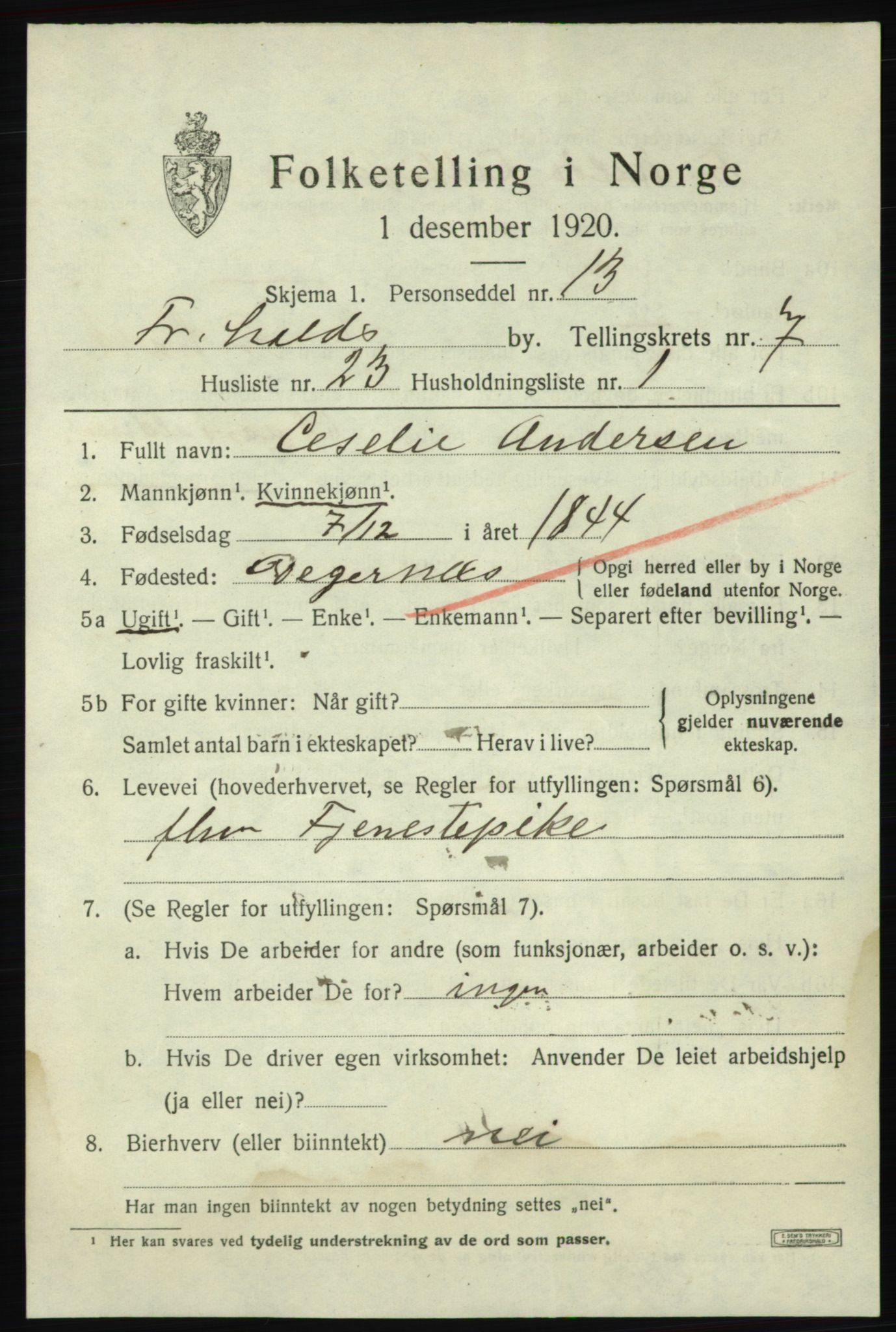 SAO, Folketelling 1920 for 0101 Fredrikshald kjøpstad, 1920, s. 14366